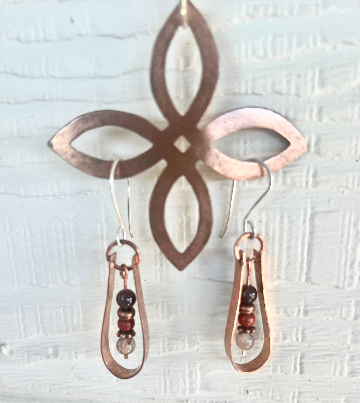 Earthy Elegant Copper and Gemstone Earrings