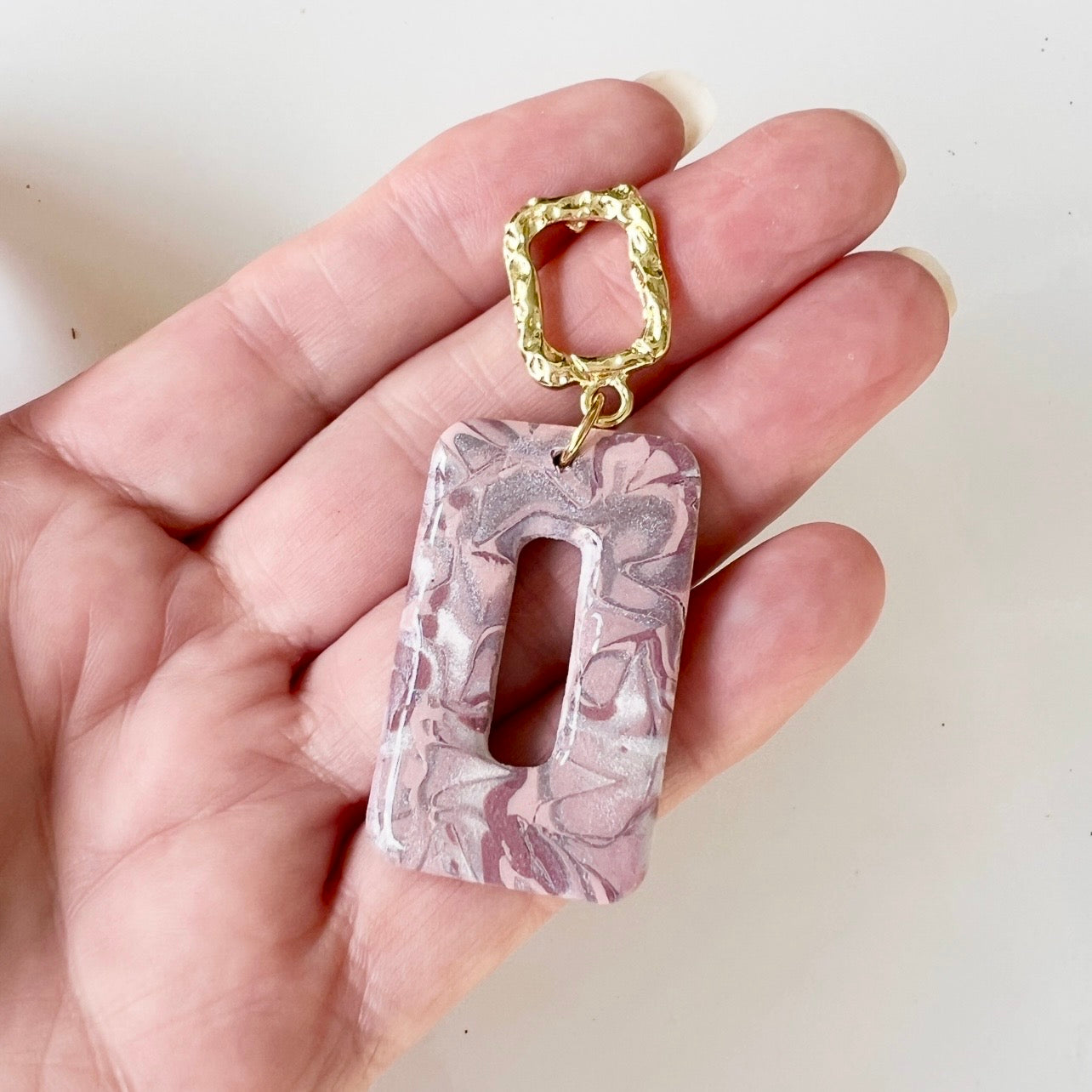 Earrings~Polymer Clay/Resin~Mokume Gane Dangles