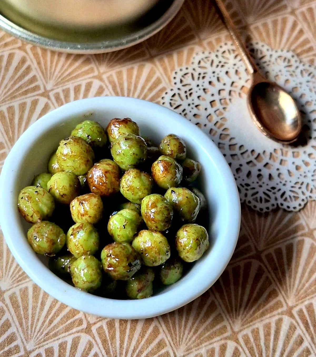 Brussel Sprouts dish (with ornate serving spoon)