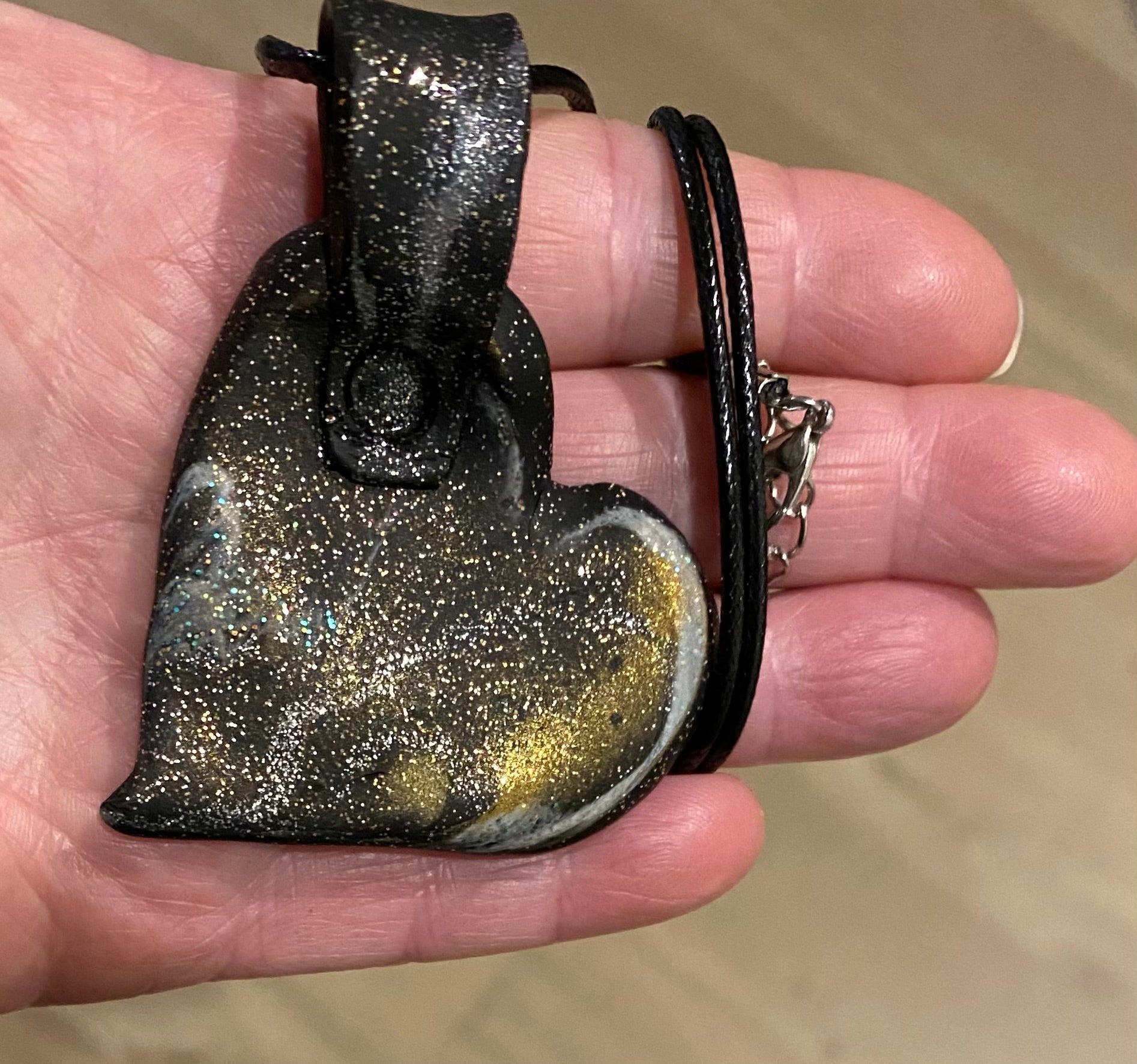Galaxy Heart Polymer Clay Pendant- Handmade One of A Kind Pendant