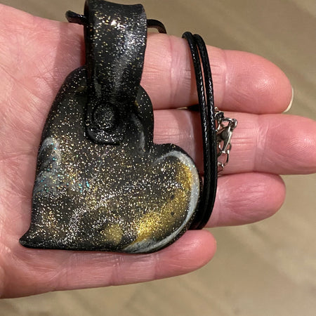 Galaxy Heart Polymer Clay Pendant- Handmade One of A Kind Pendant