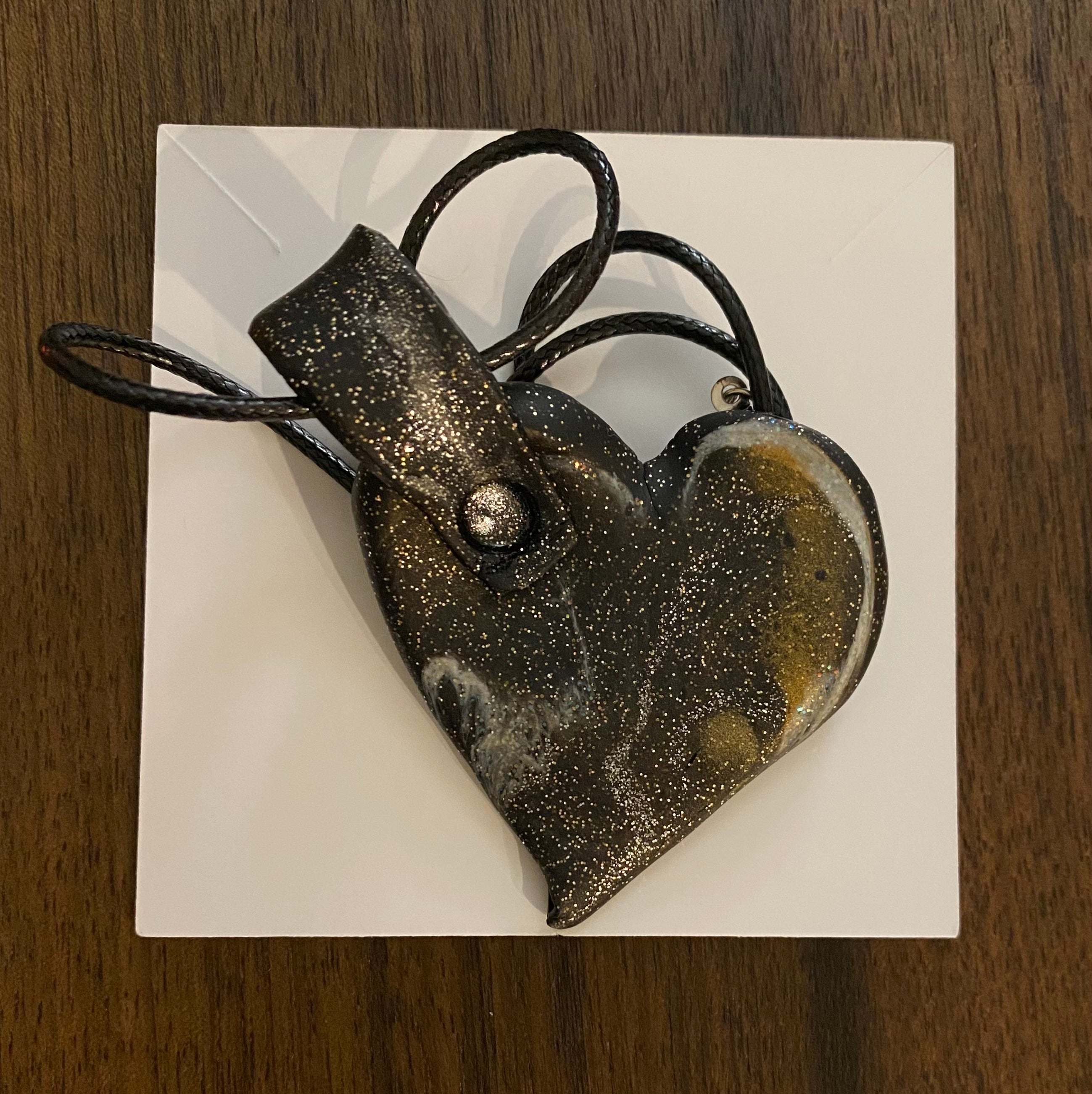 Galaxy Heart Polymer Clay Pendant- Handmade One of A Kind Pendant