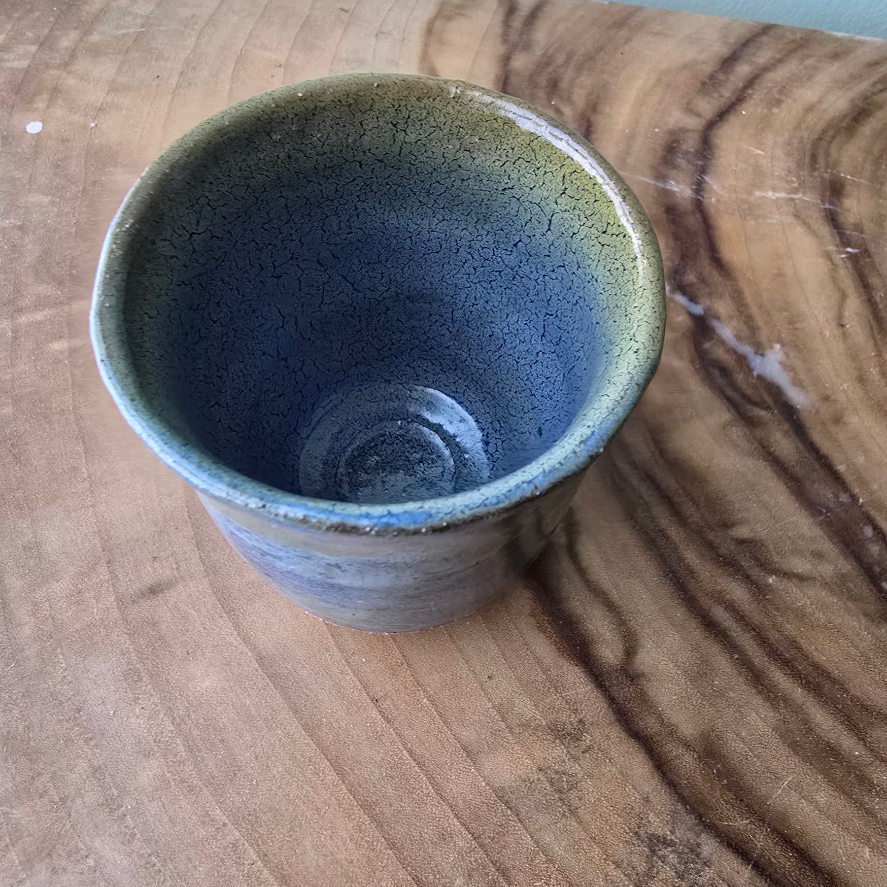 Blue and green espresso cup