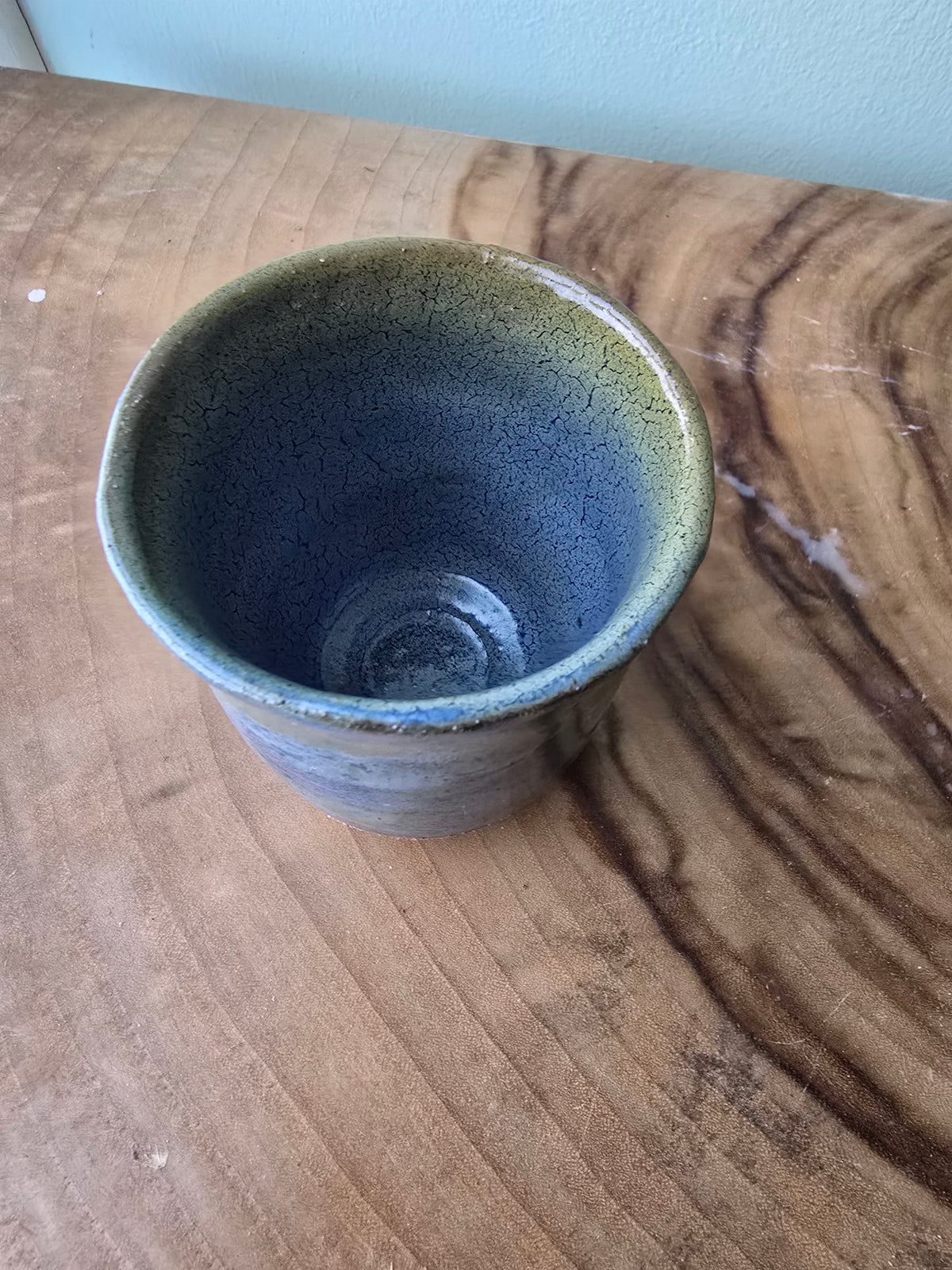 Blue and green espresso cup