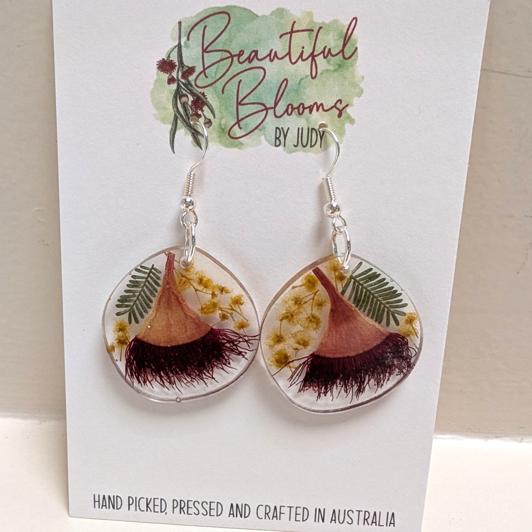 Real Australian Native Flower Resin Dangle Earrings