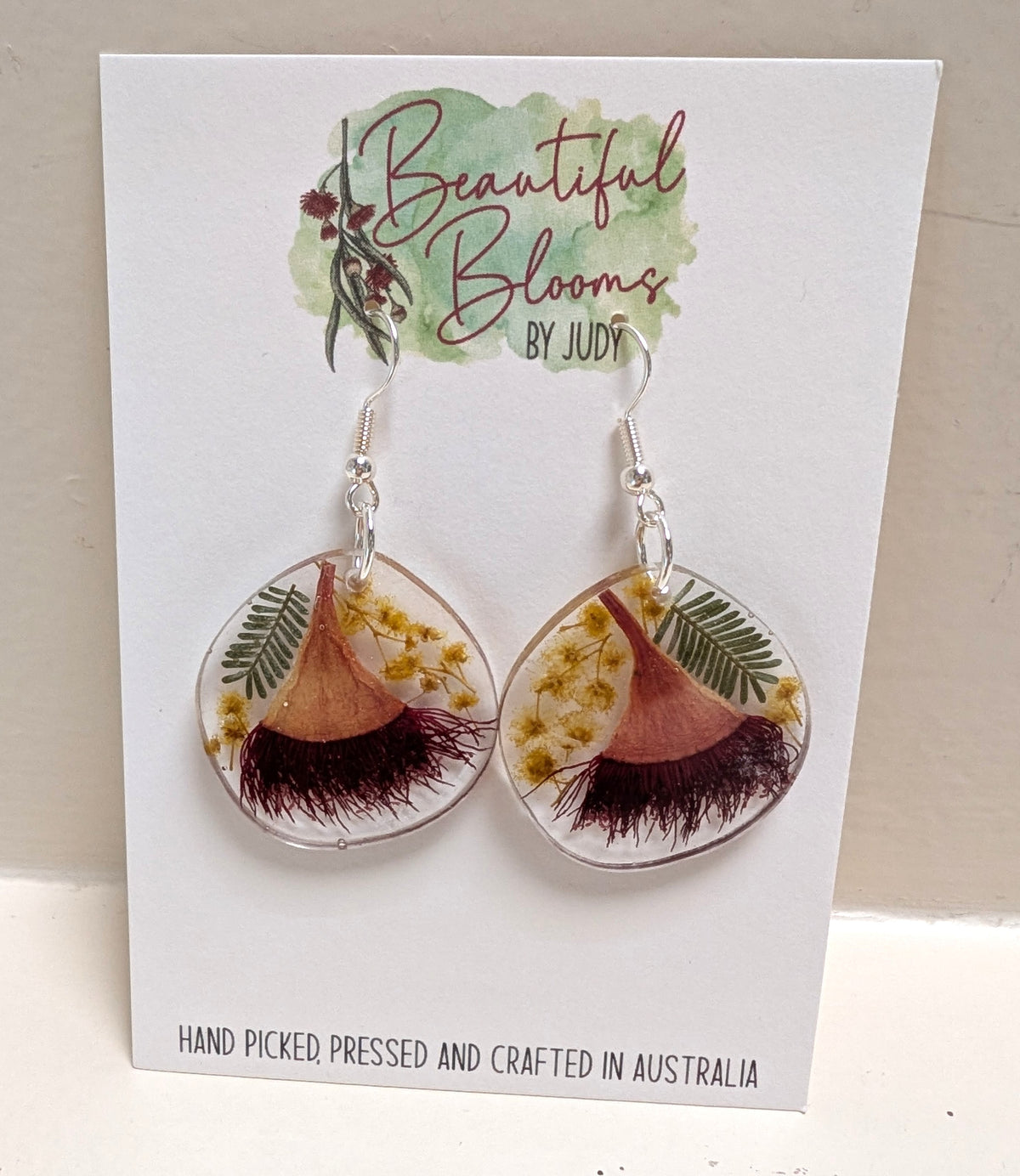 Real Australian Native Flower Resin Dangle Earrings