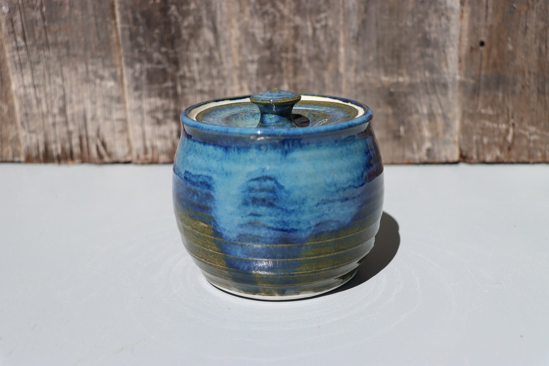 Blue lidded jars - Hand Made Thrown High Fired Stoneware