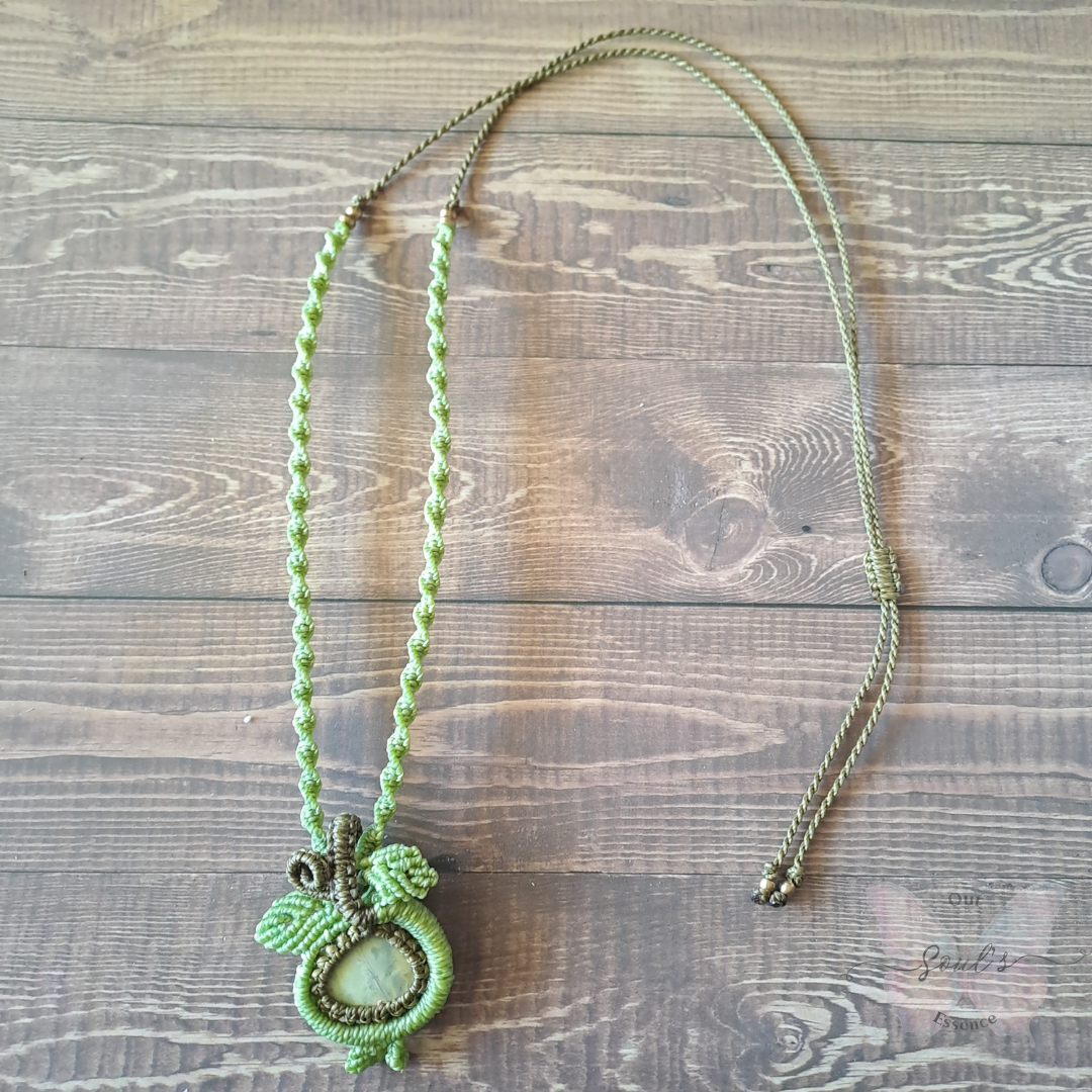 Lemon Chrysoprase Micro Macramé Necklace