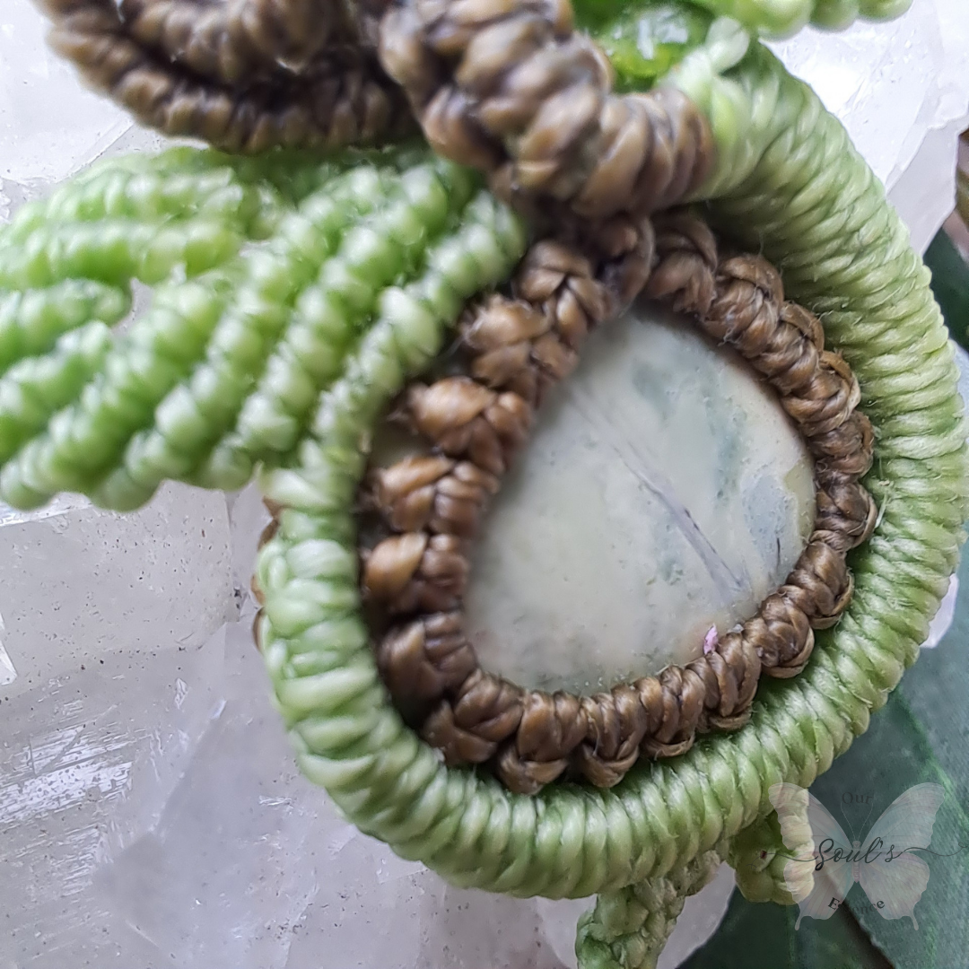 Lemon Chrysoprase Micro Macramé Necklace