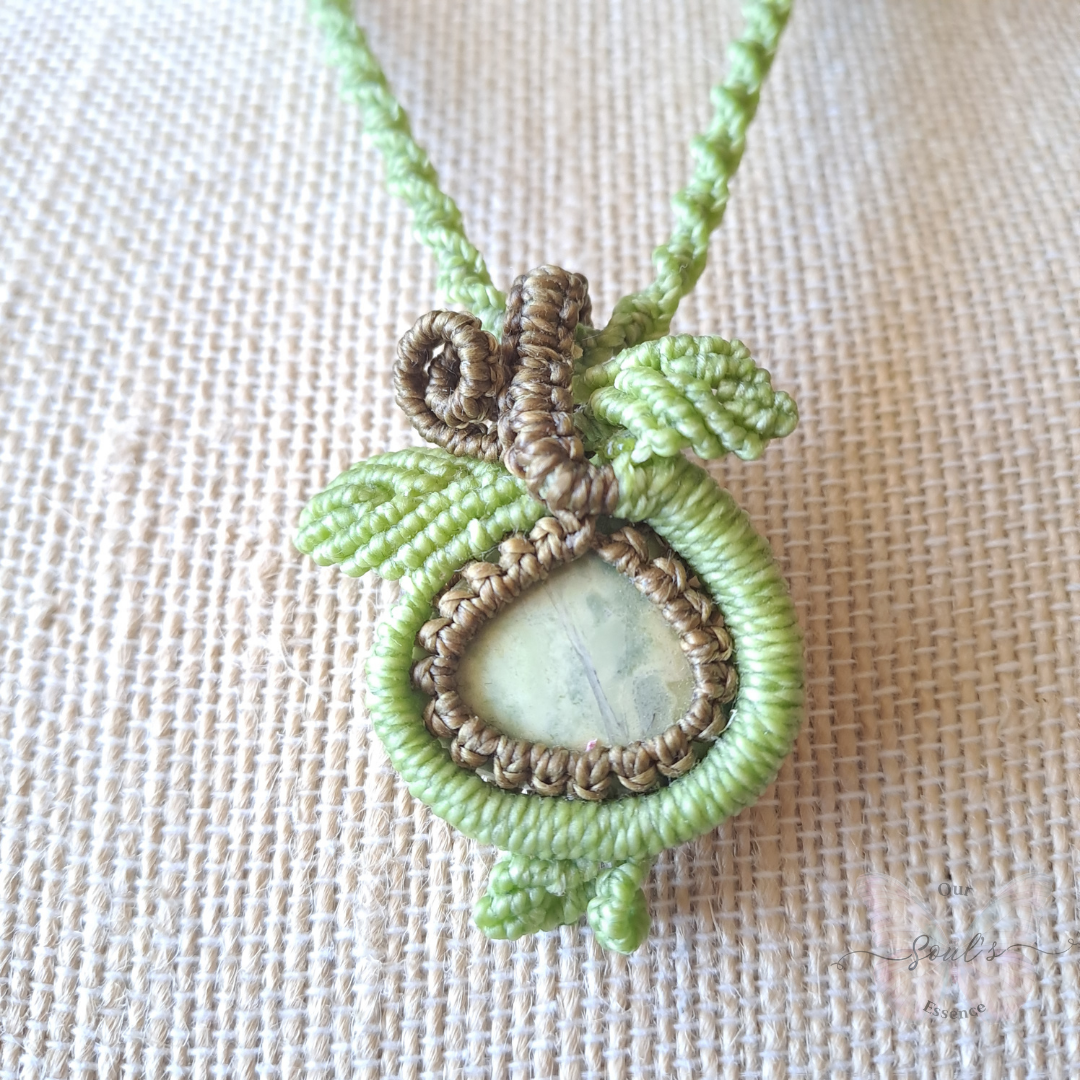Lemon Chrysoprase Micro Macramé Necklace