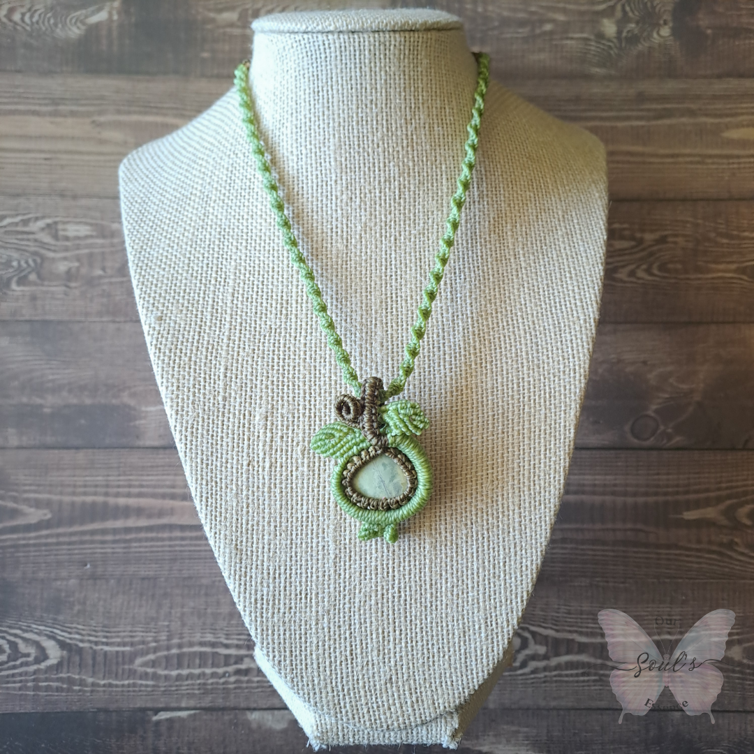 Lemon Chrysoprase Micro Macramé Necklace