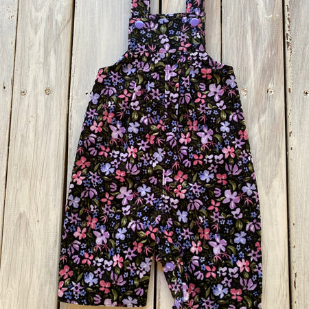 Corduroy Childs/Babies overalls violet floral multiple sizes