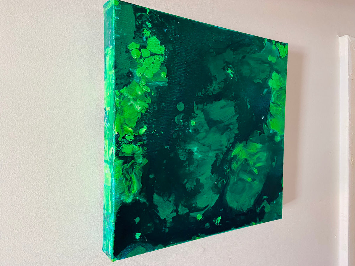 Green Aventurine Wall Art Original Abstract Acrylic Canvas Painting