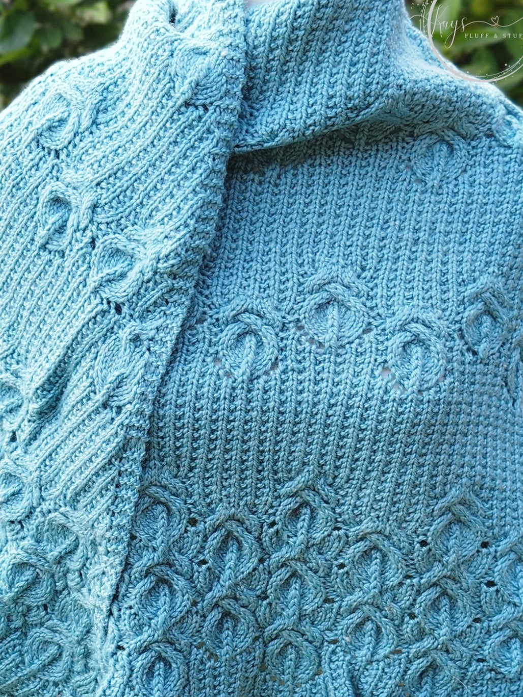 Handknit Women's Cabled Merino Shawl