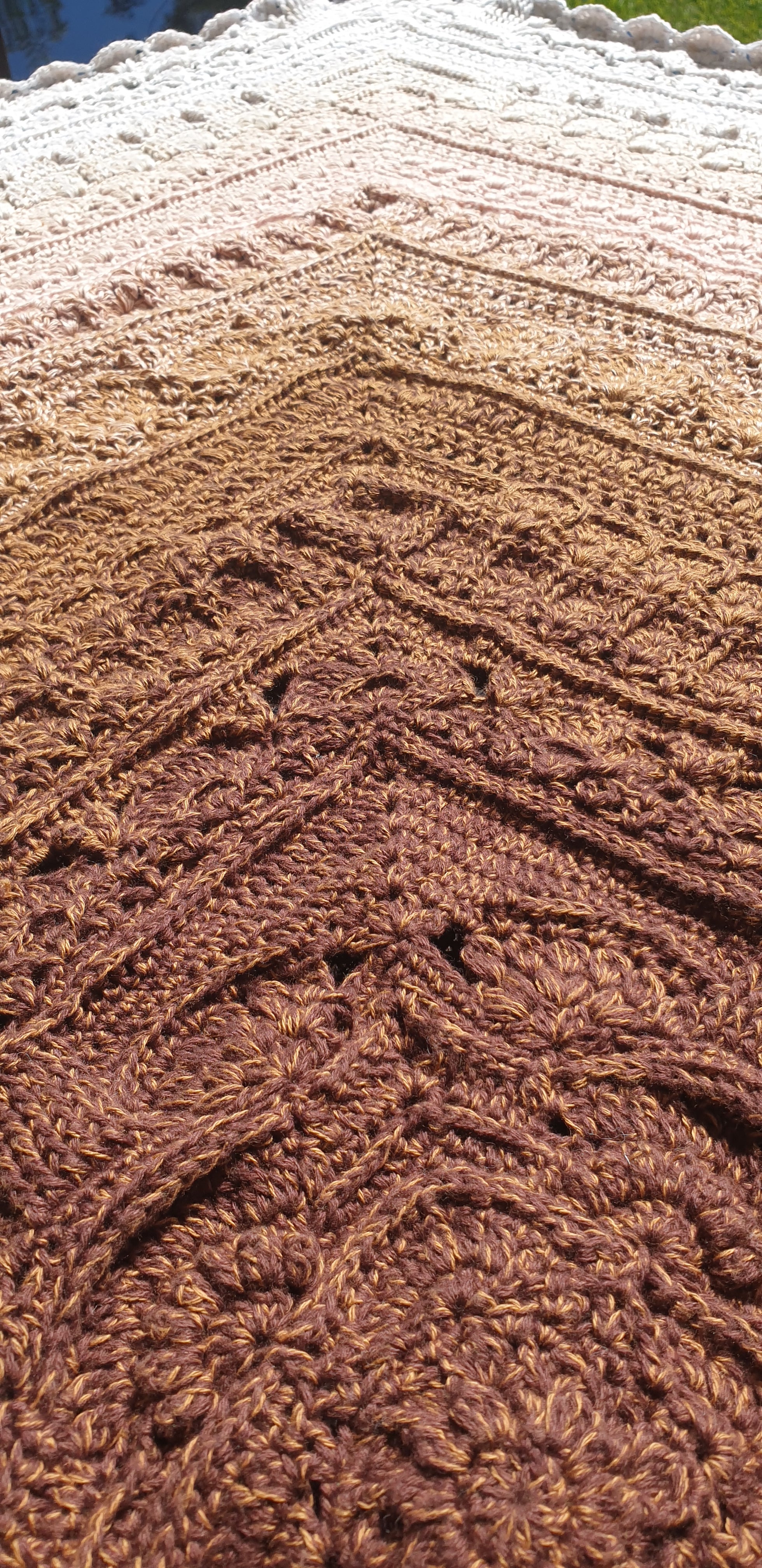 Gorgeous crochet chocolate caramel ripple throw