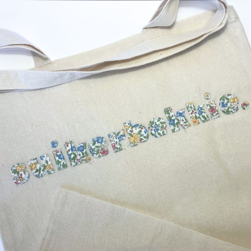 Tote Bag| Gift Bag | Raw Edge Floral Appliqué | Cheeky Afrikaans Word| Custom Word