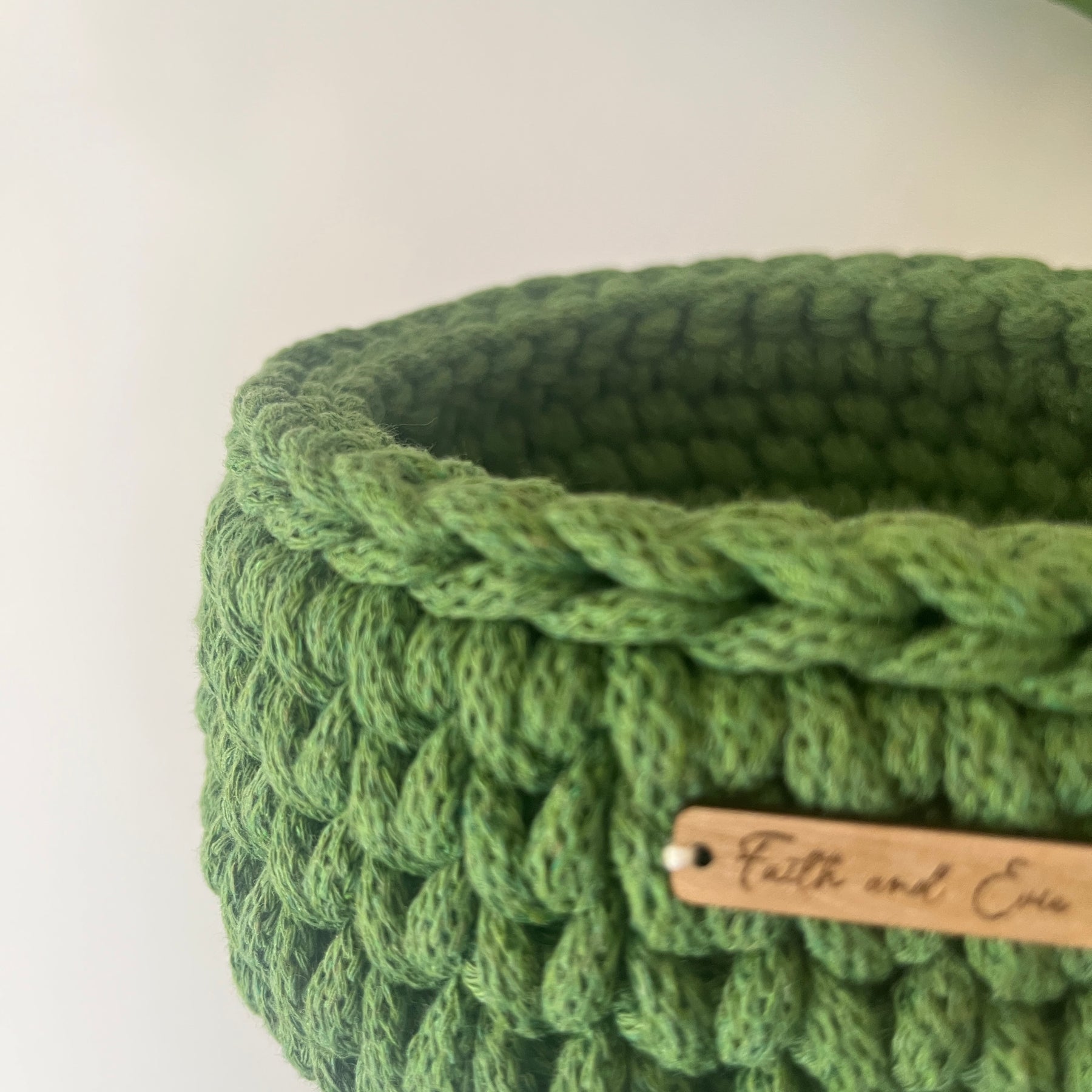 Crochet basket in vibrant green shade - Fern