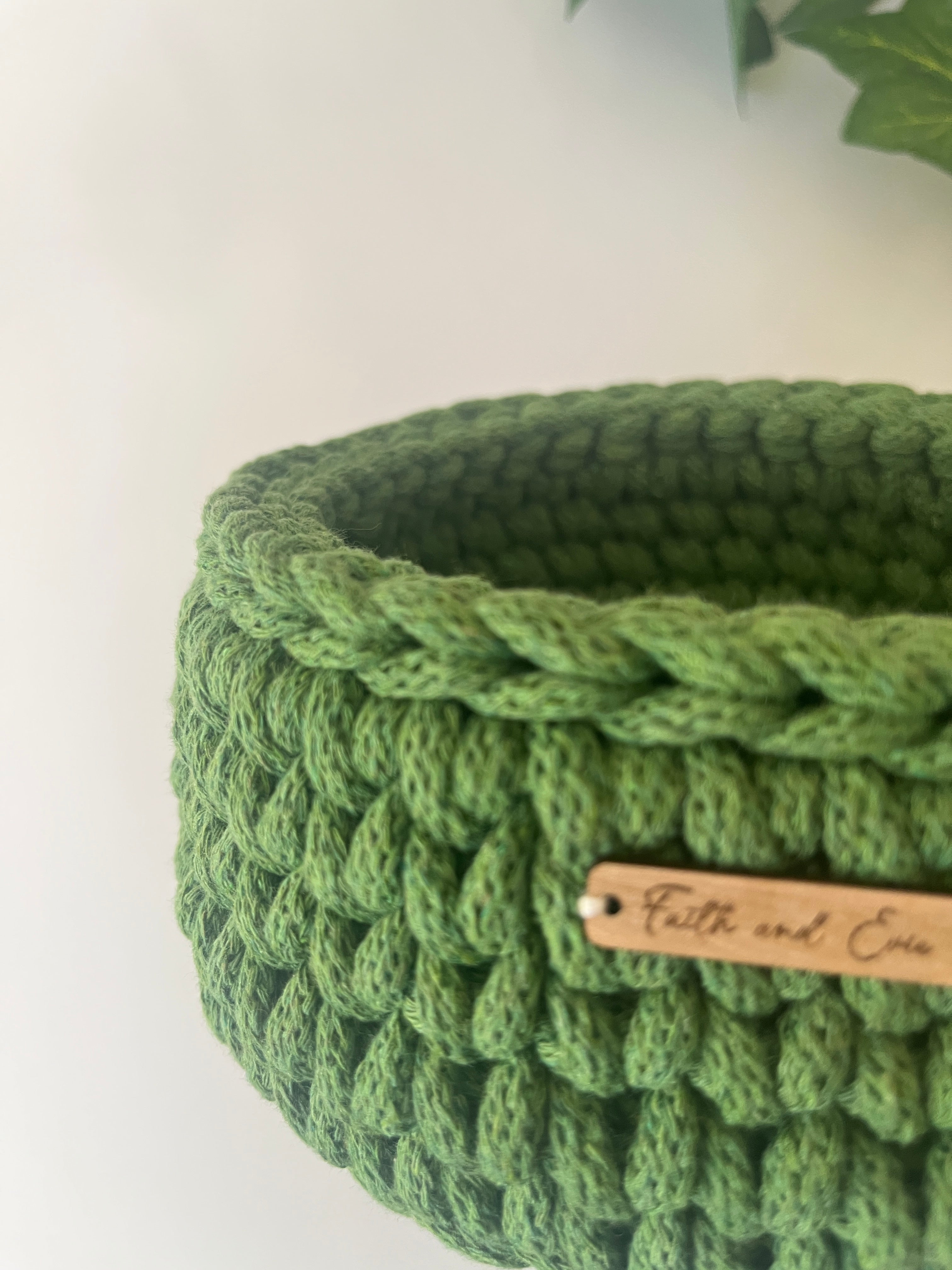 Crochet basket in vibrant green shade - Fern