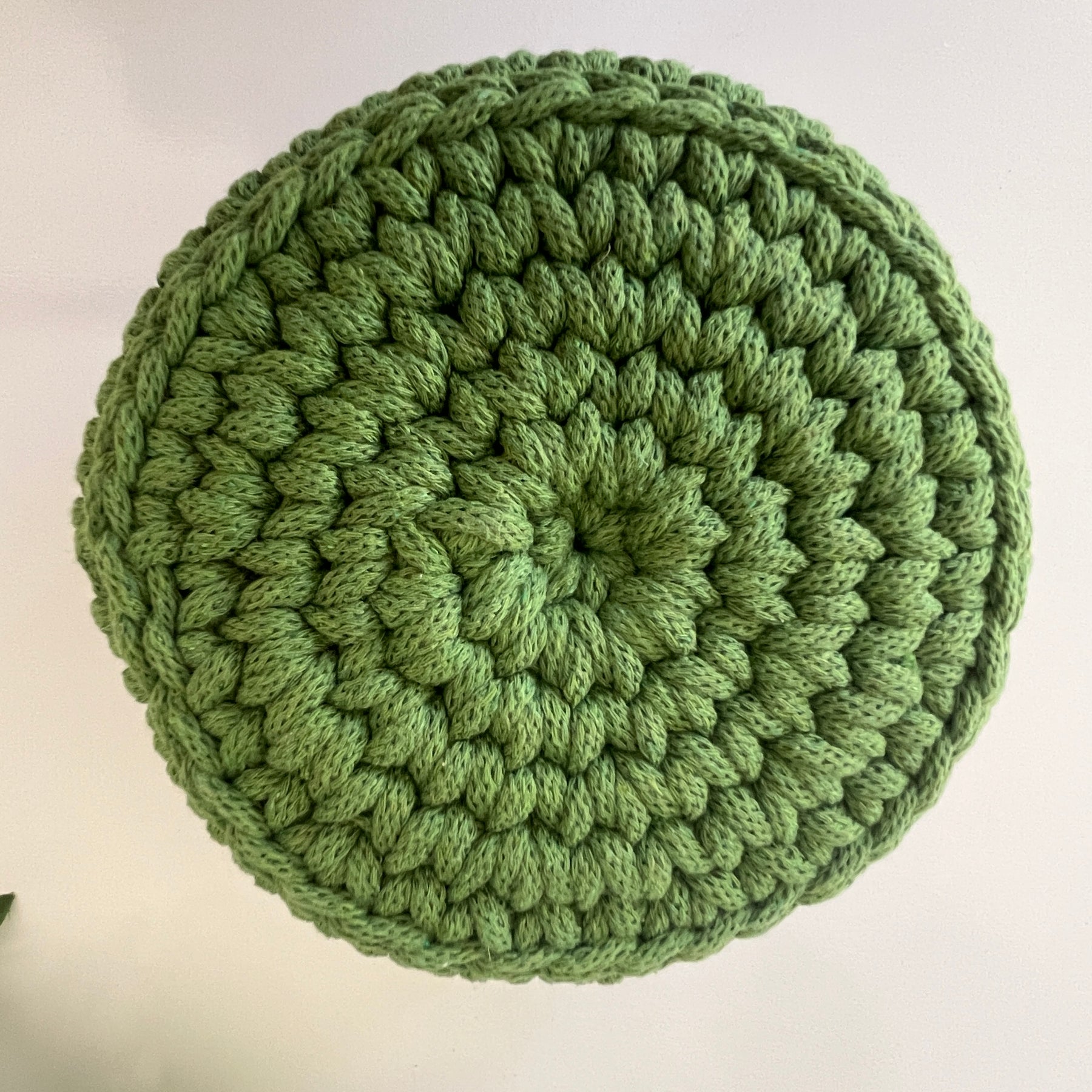 Crochet basket in vibrant green shade - Fern