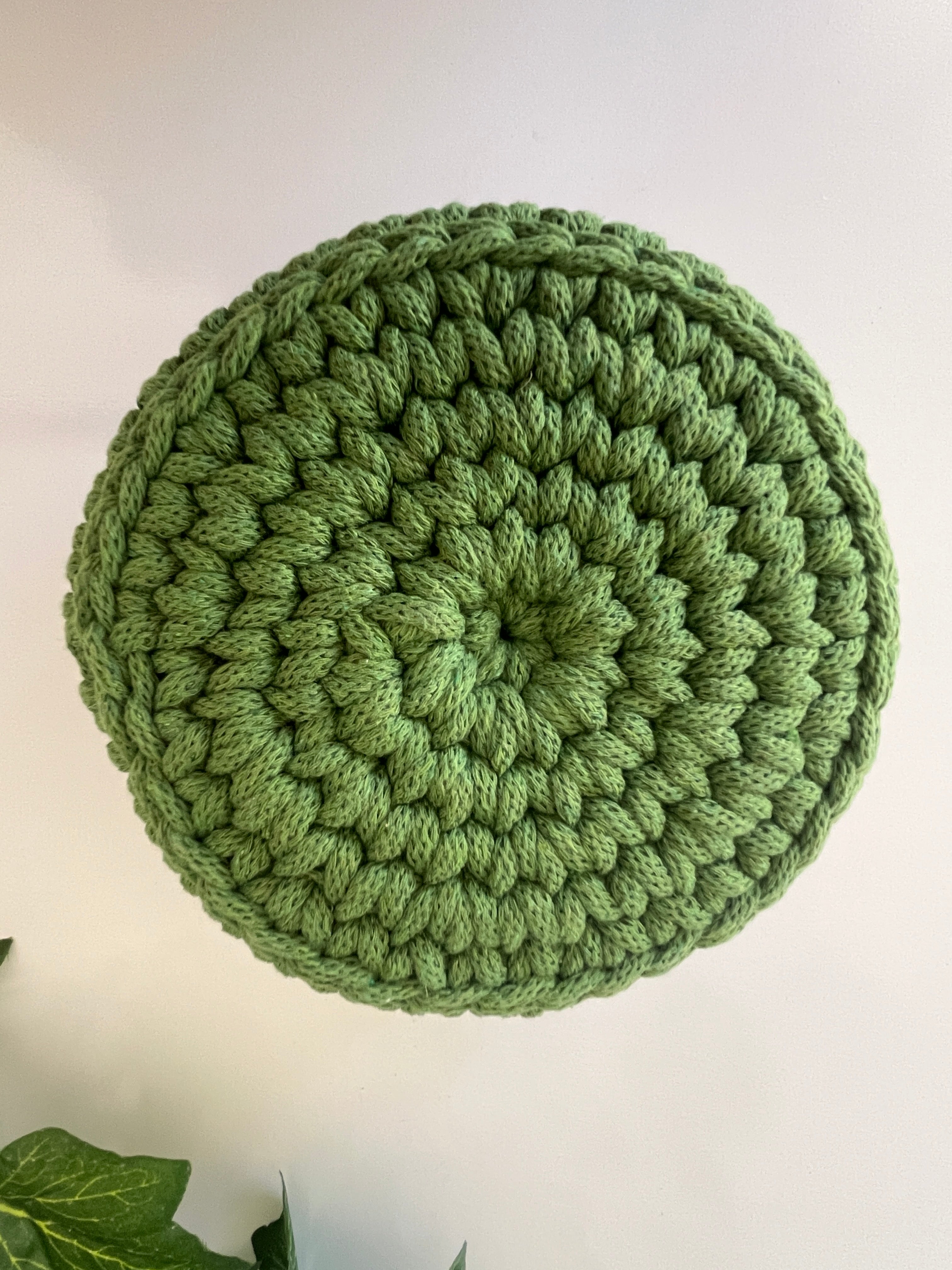 Crochet basket in vibrant green shade - Fern