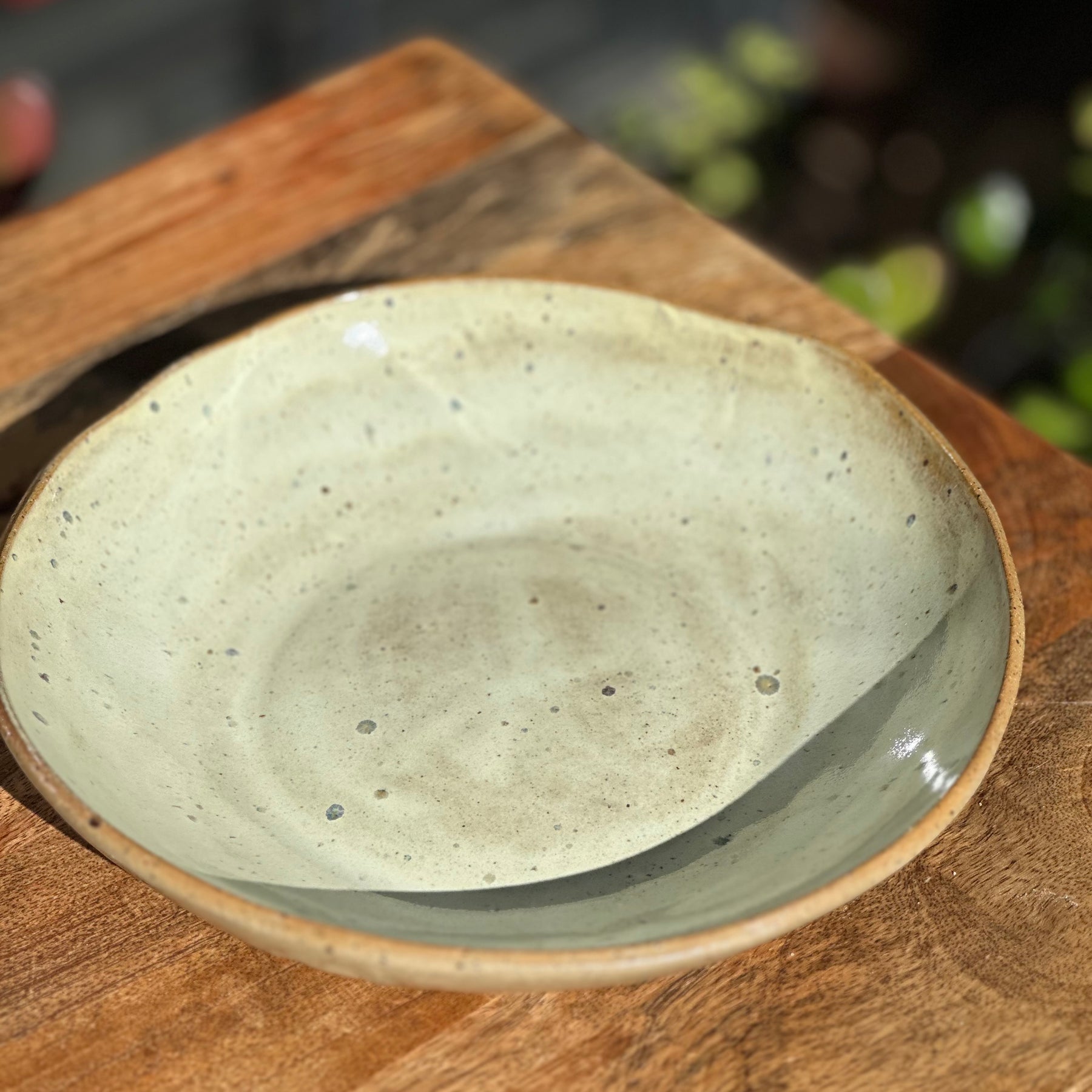 Lemon Speckle Shallow Serving Bowl | Handmade Ceramic Bowl | Cockatoo | Stoneware