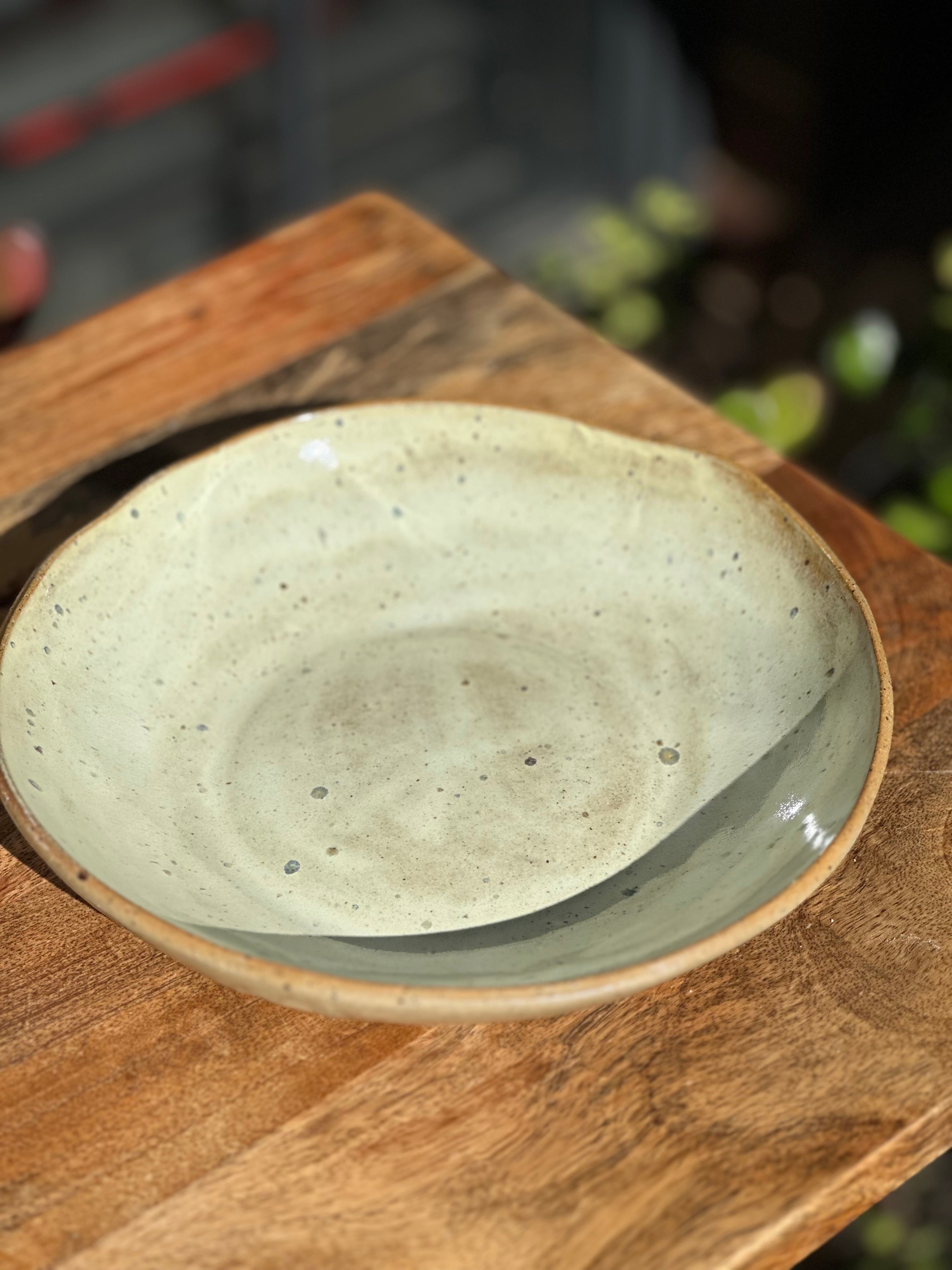 Lemon Speckle Shallow Serving Bowl | Handmade Ceramic Bowl | Cockatoo | Stoneware