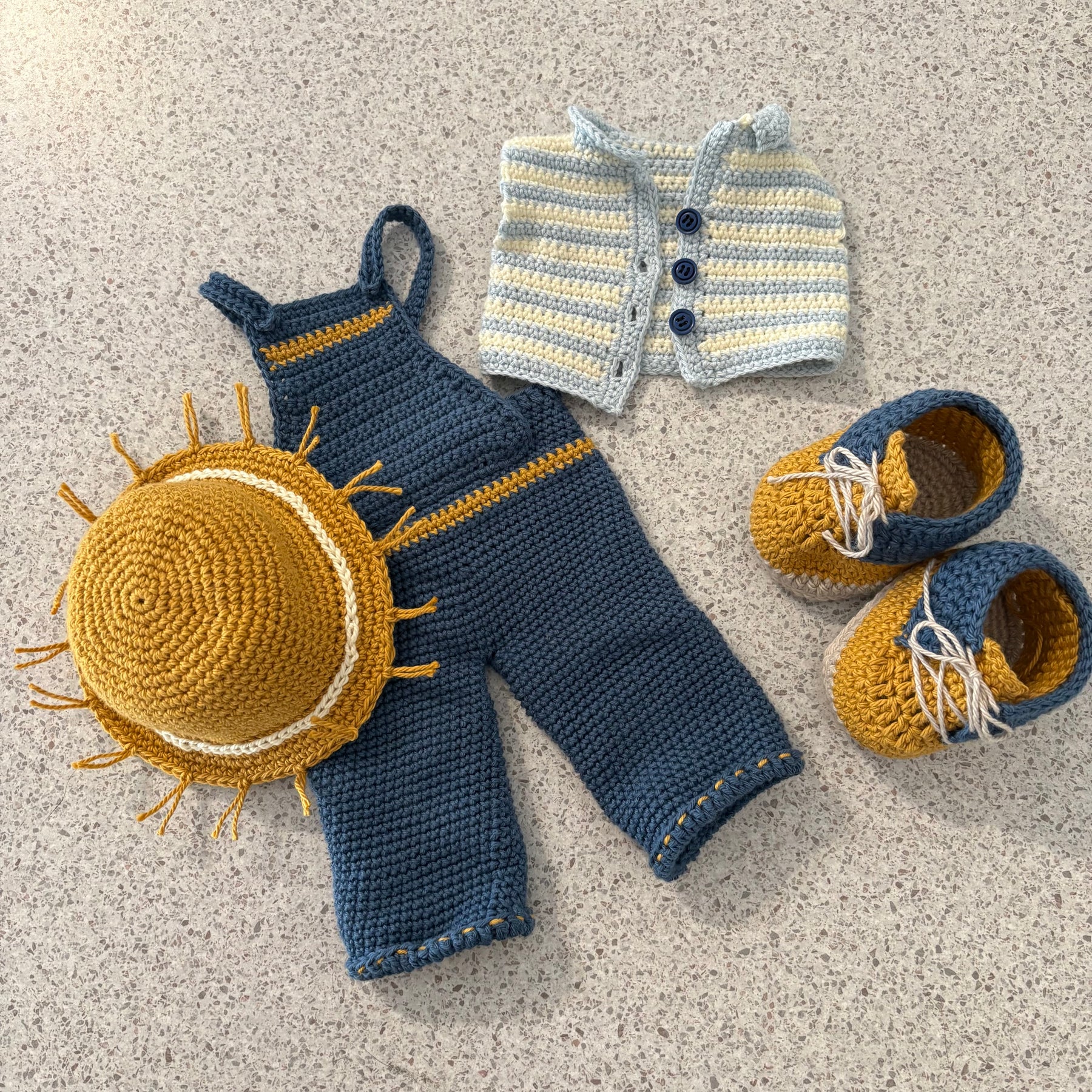 Lamb in overalls and hat