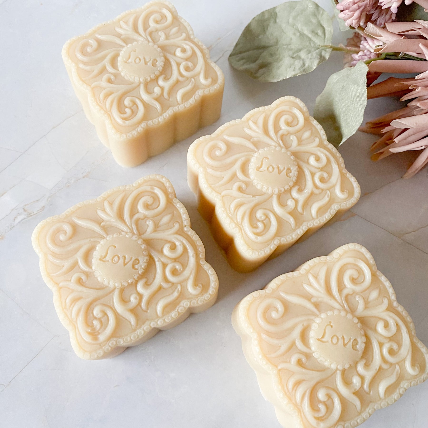 Handmade Hearts & Flower Buds Soap Bars | Valentine Day Soaps | Mother's Day Soaps