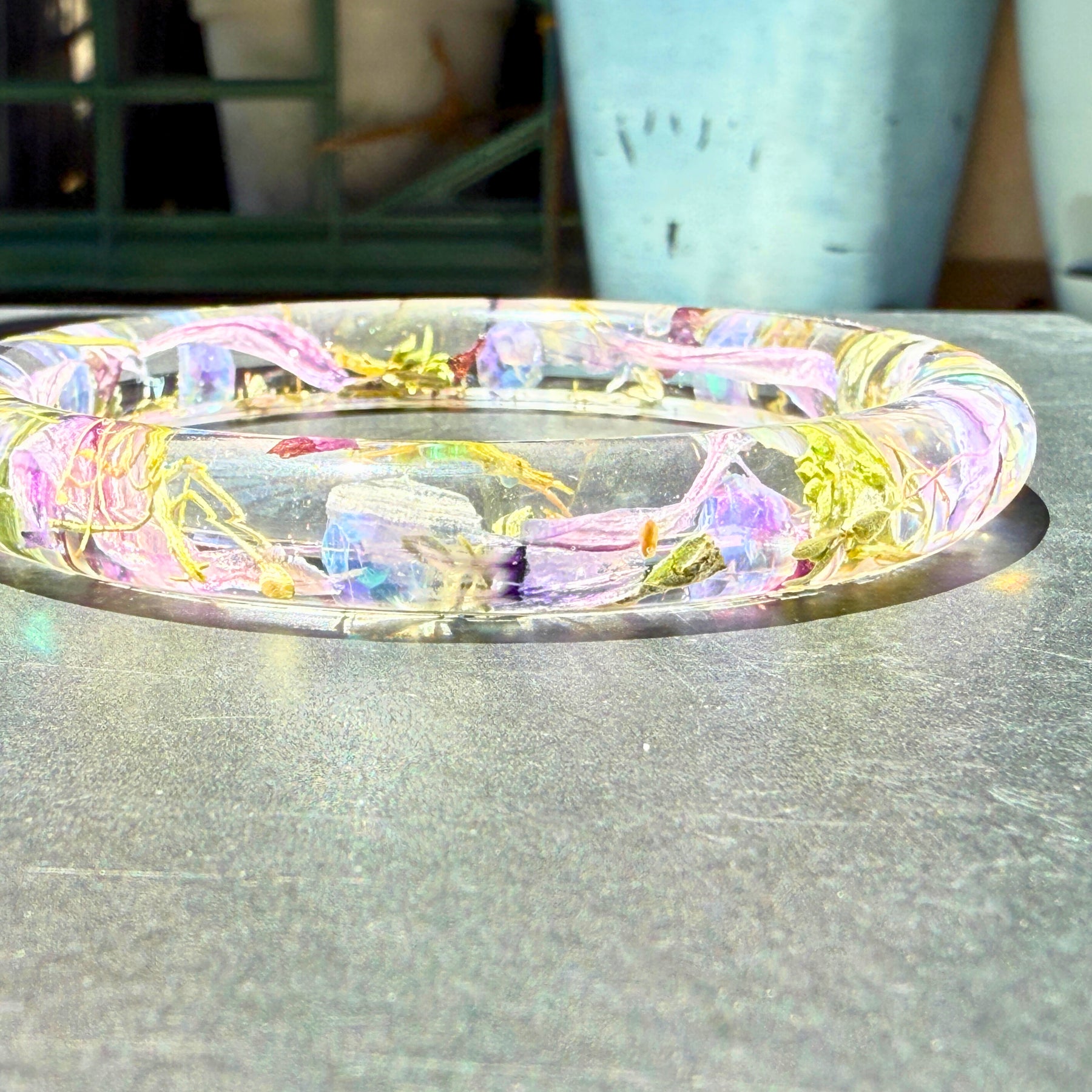 Pressed Flower Resin Bangle: With Real Flowers