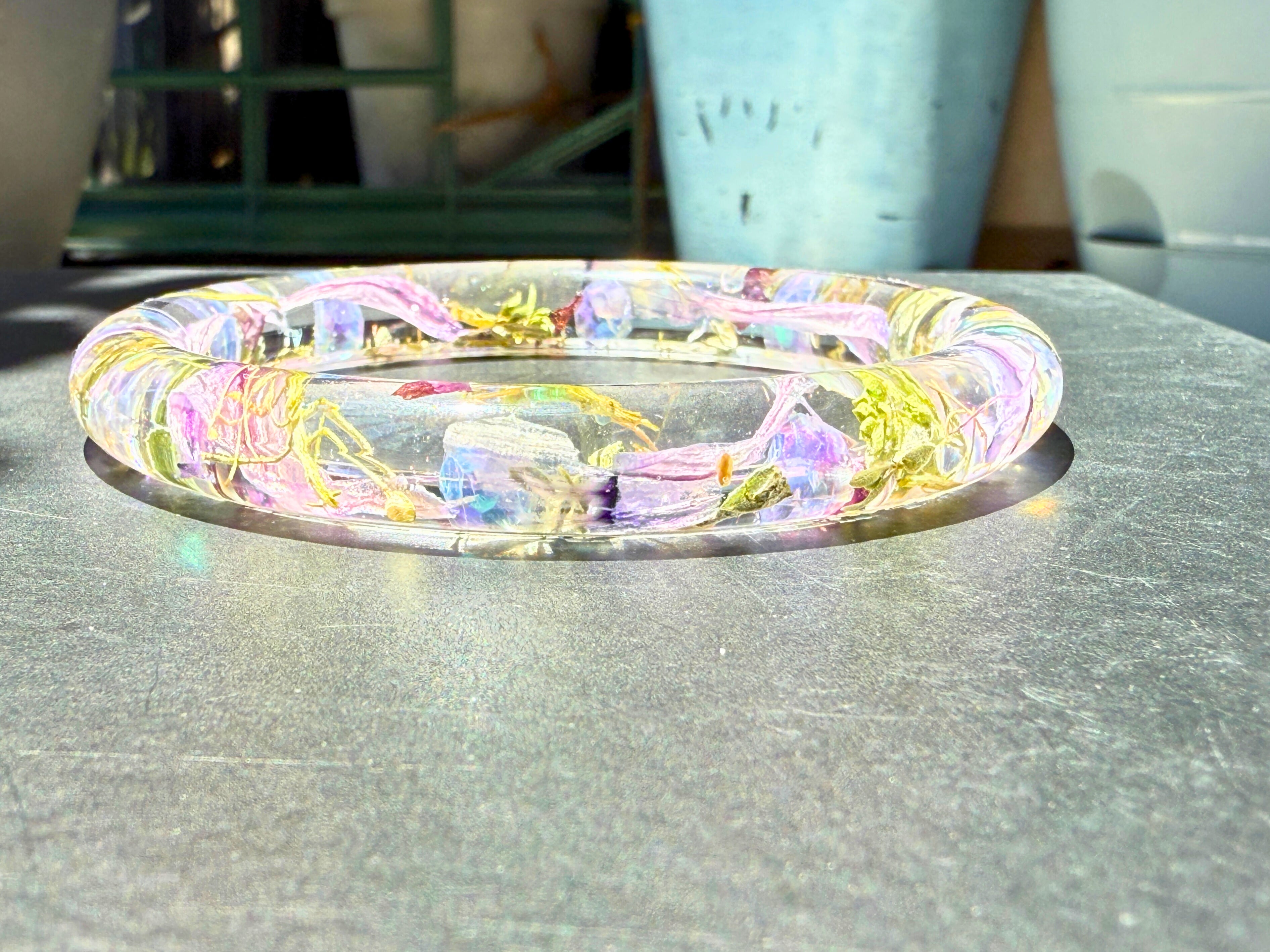 Pressed Flower Resin Bangle: With Real Flowers