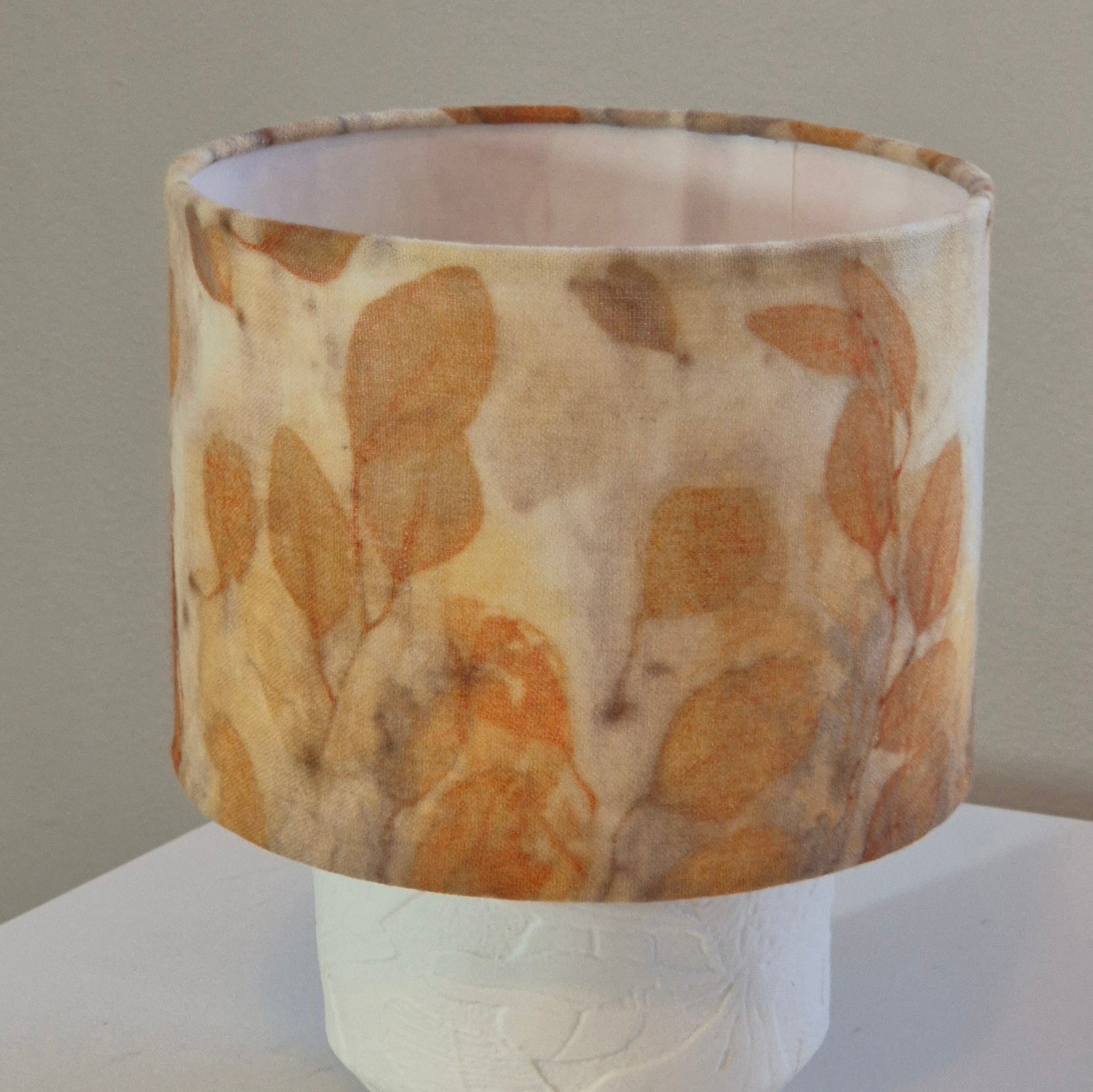 Lampshade small ecoprinted eucalyptus leaves