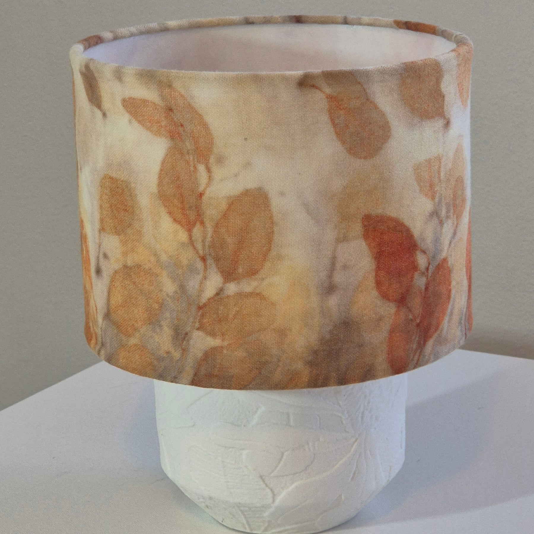 Lampshade small ecoprinted eucalyptus leaves