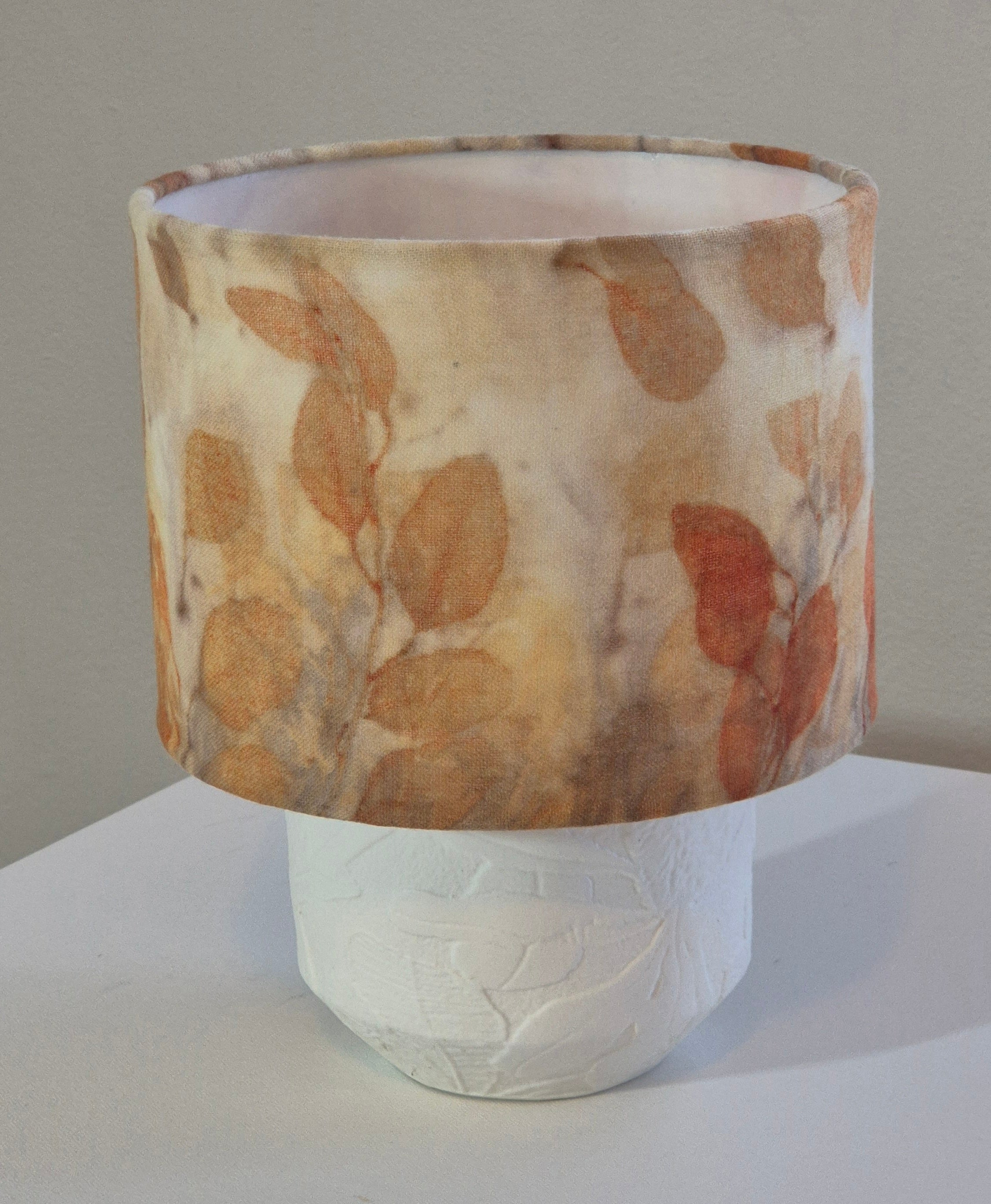 Lampshade small ecoprinted eucalyptus leaves