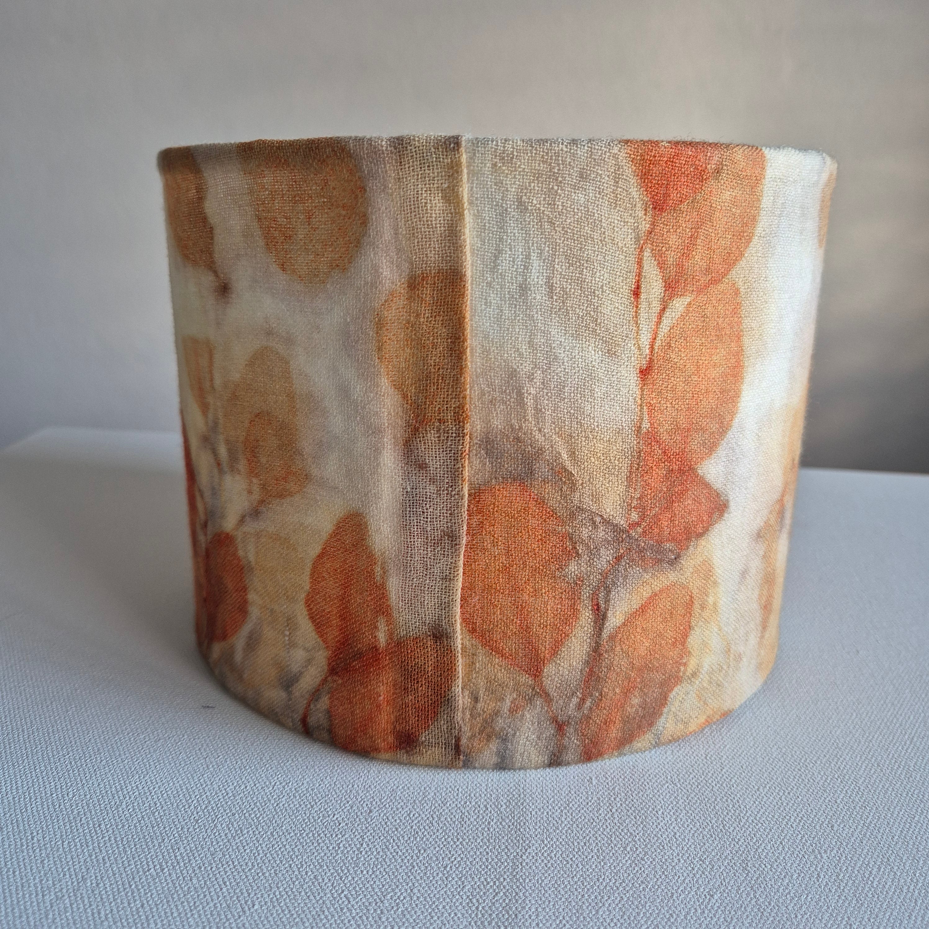 Lampshade small ecoprinted eucalyptus leaves