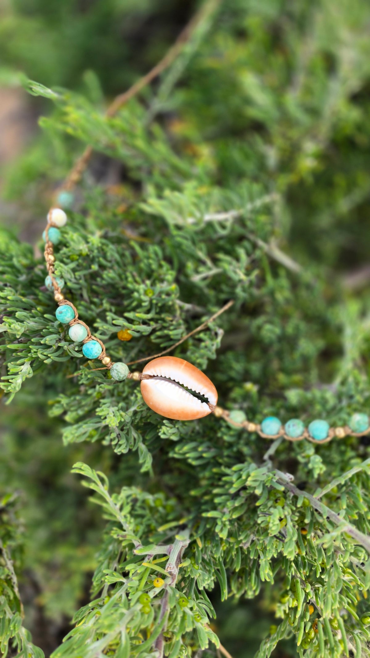Cowrie Necklace with Peruvian Turquoise