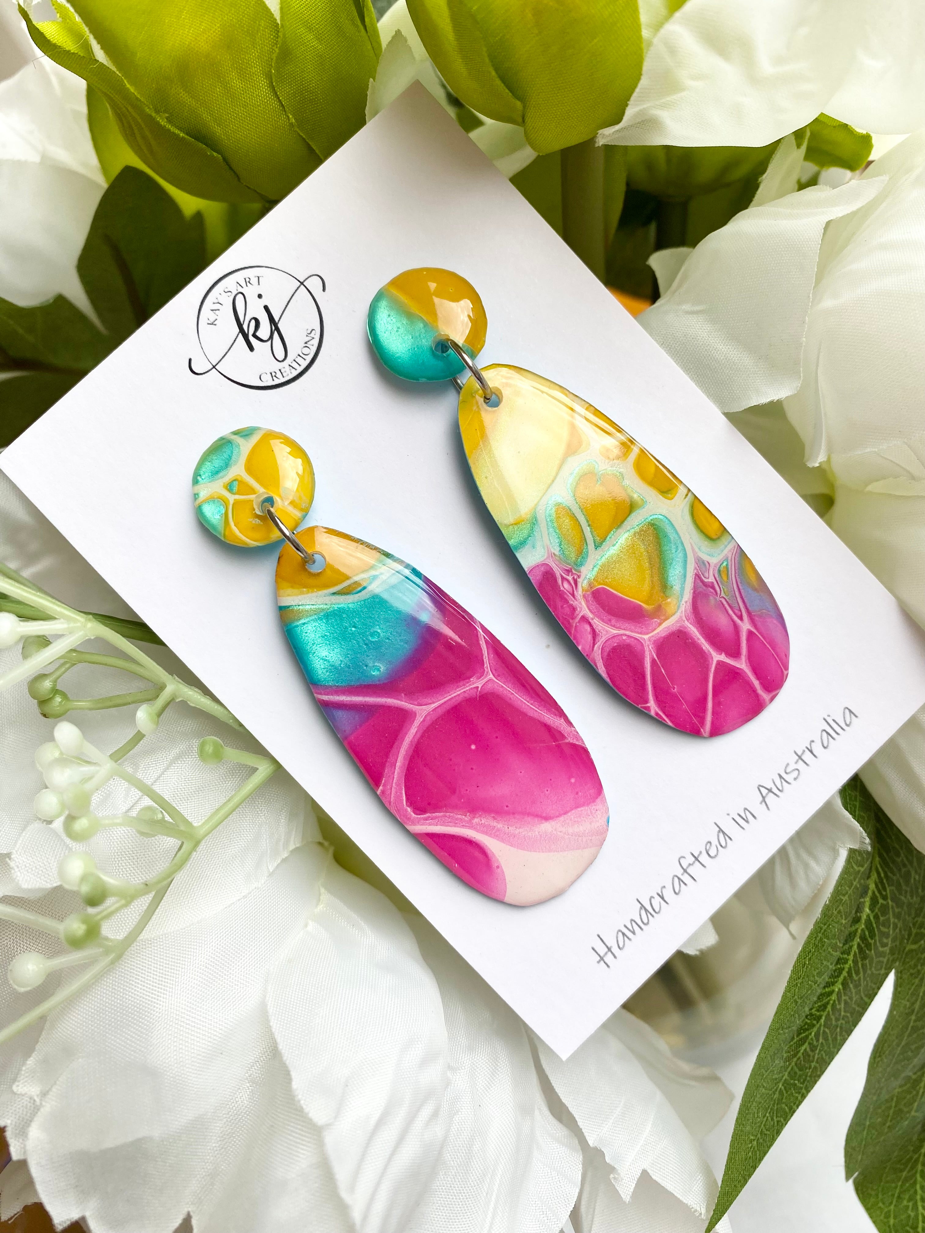 Wearable Art Dangle Stud Earrings