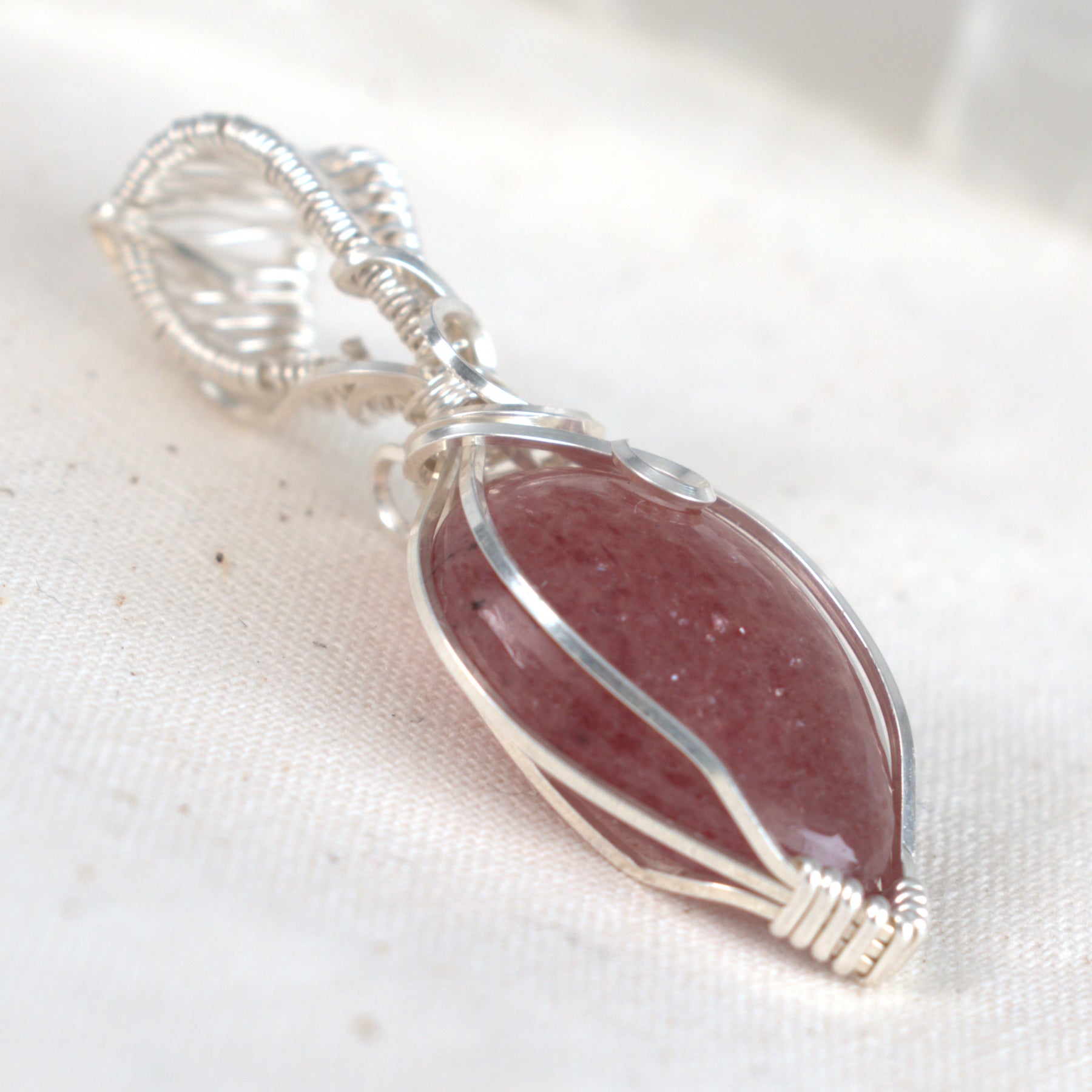 Summer Blush - Strawberry Quartz Silver-Filled Pendant