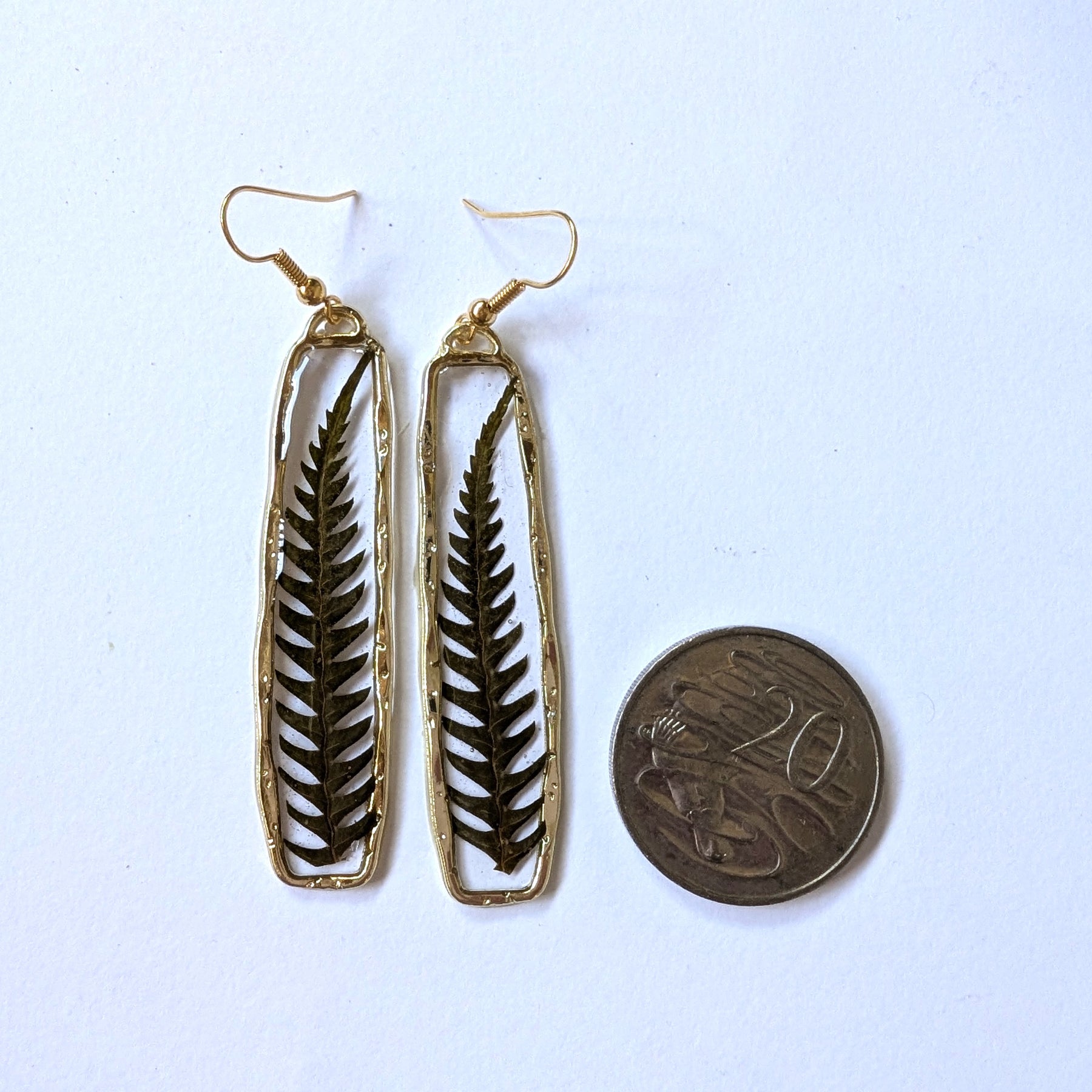 Elegant real fern botanical earrings
