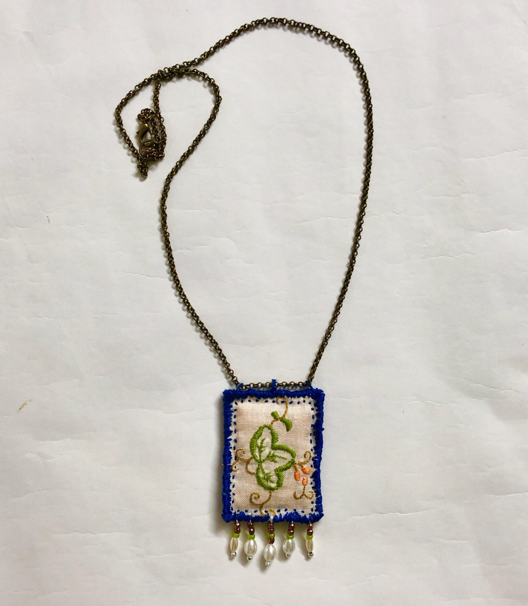 Slow Stitched Vintage Doily Textile Necklace