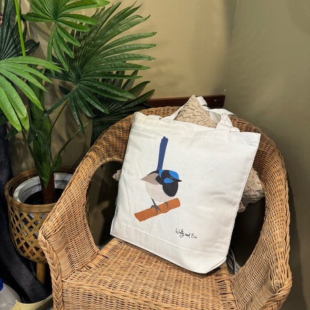 Australian Superb Fairy Wren 100% Cotton Tote Bag