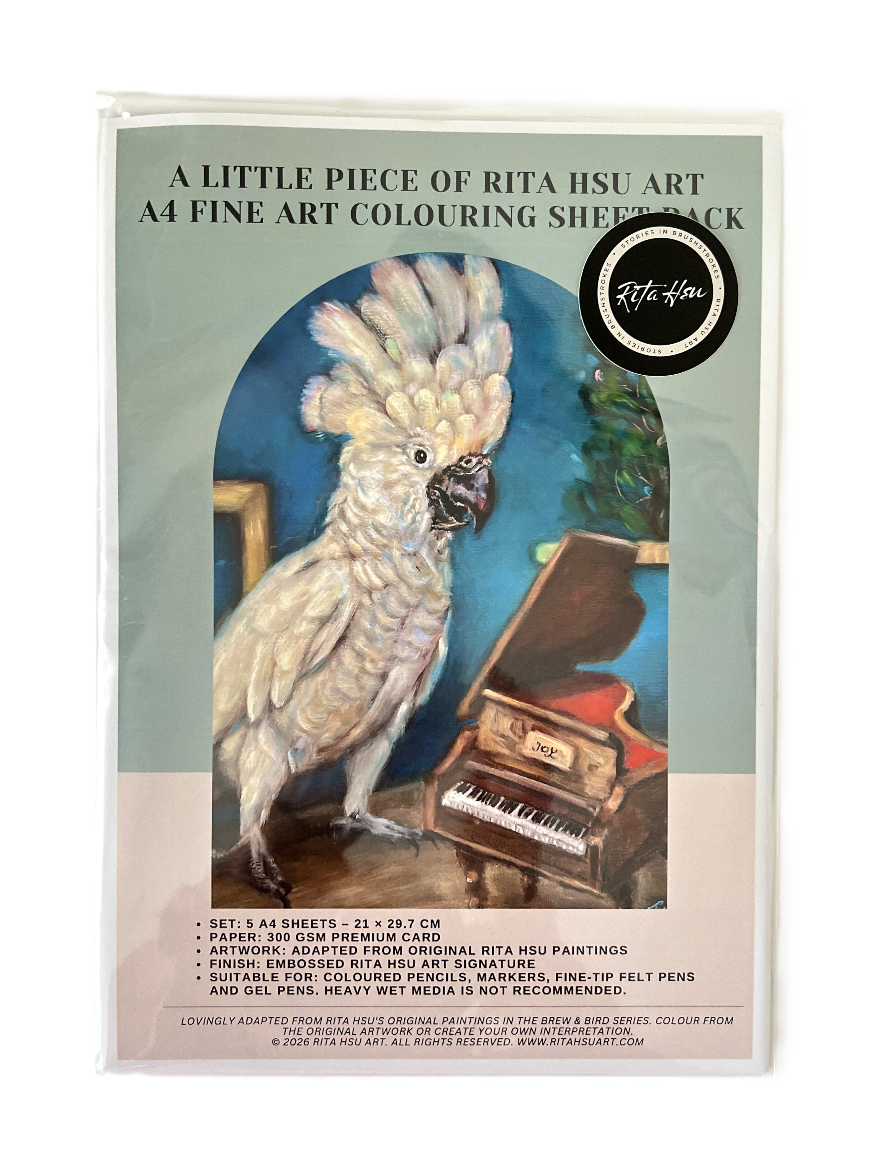 A4 Fine Art Colouring Collection | 5 Bird Designs Per Pack