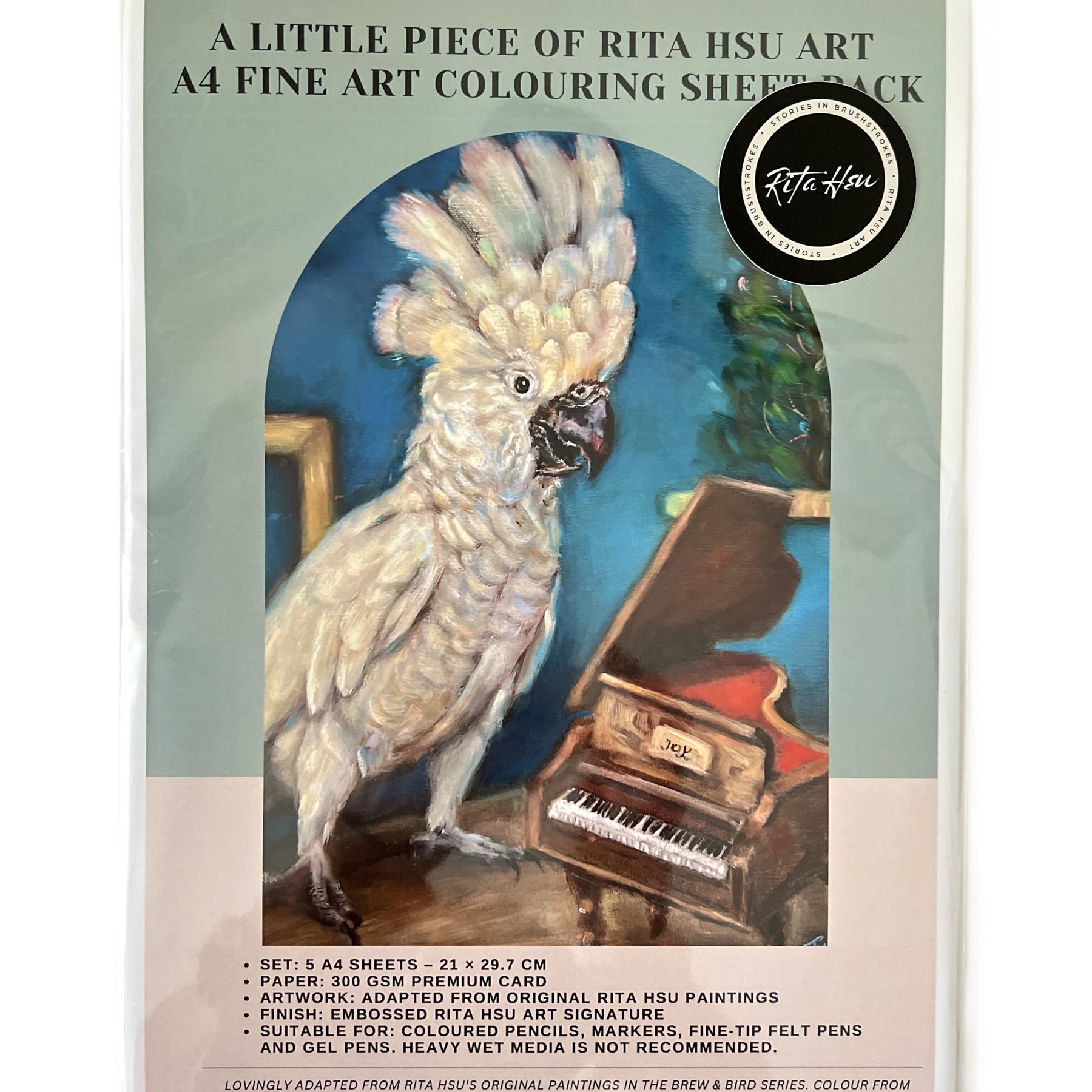A4 Fine Art Colouring Collection | 5 Bird Designs Per Pack