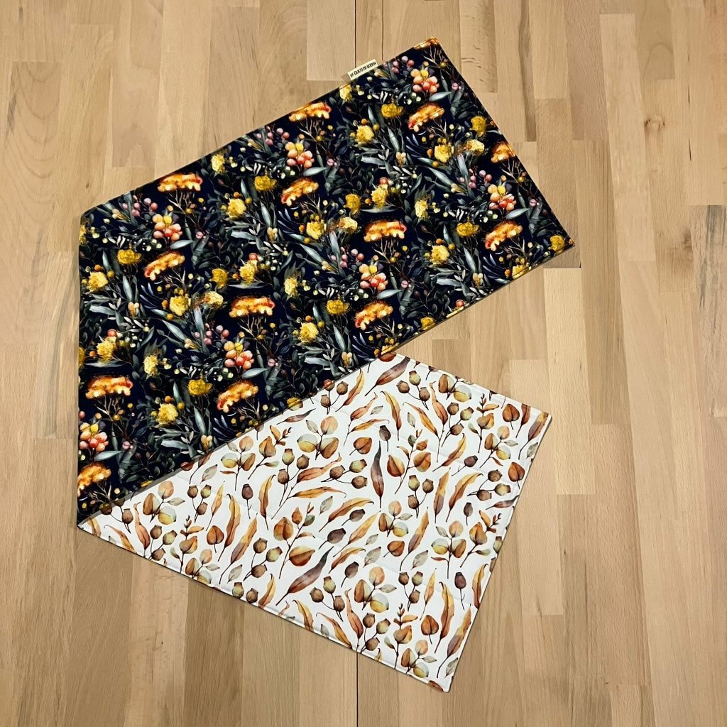 handmade Australian native floral reversible - navy & white