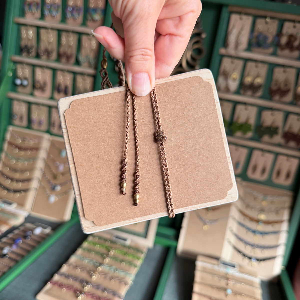 Macrame Labradorite Necklace with solid brass charm