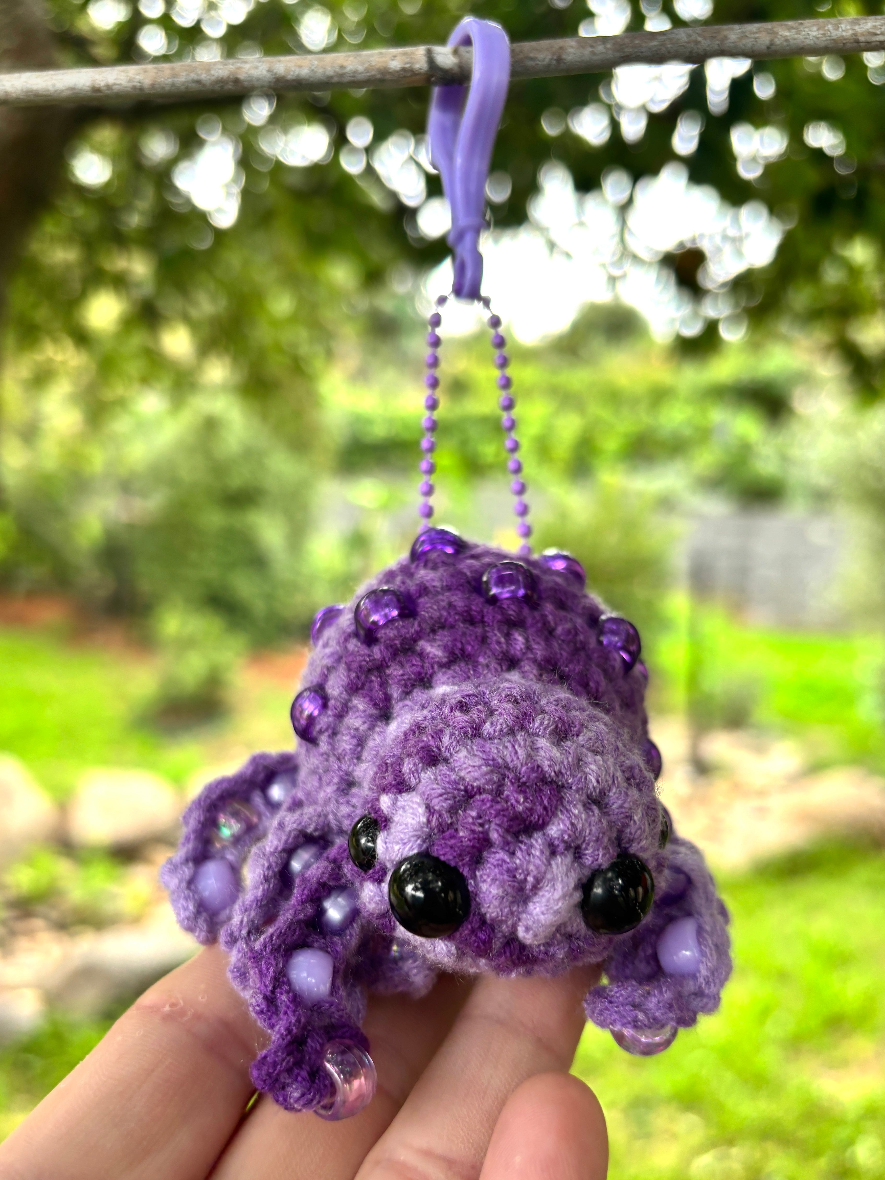 Spider Beaded Fidget Crochet Toy Purple Keychain Bag Tag
