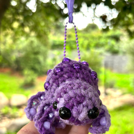 Spider Beaded Fidget Crochet Toy Purple Keychain Bag Tag