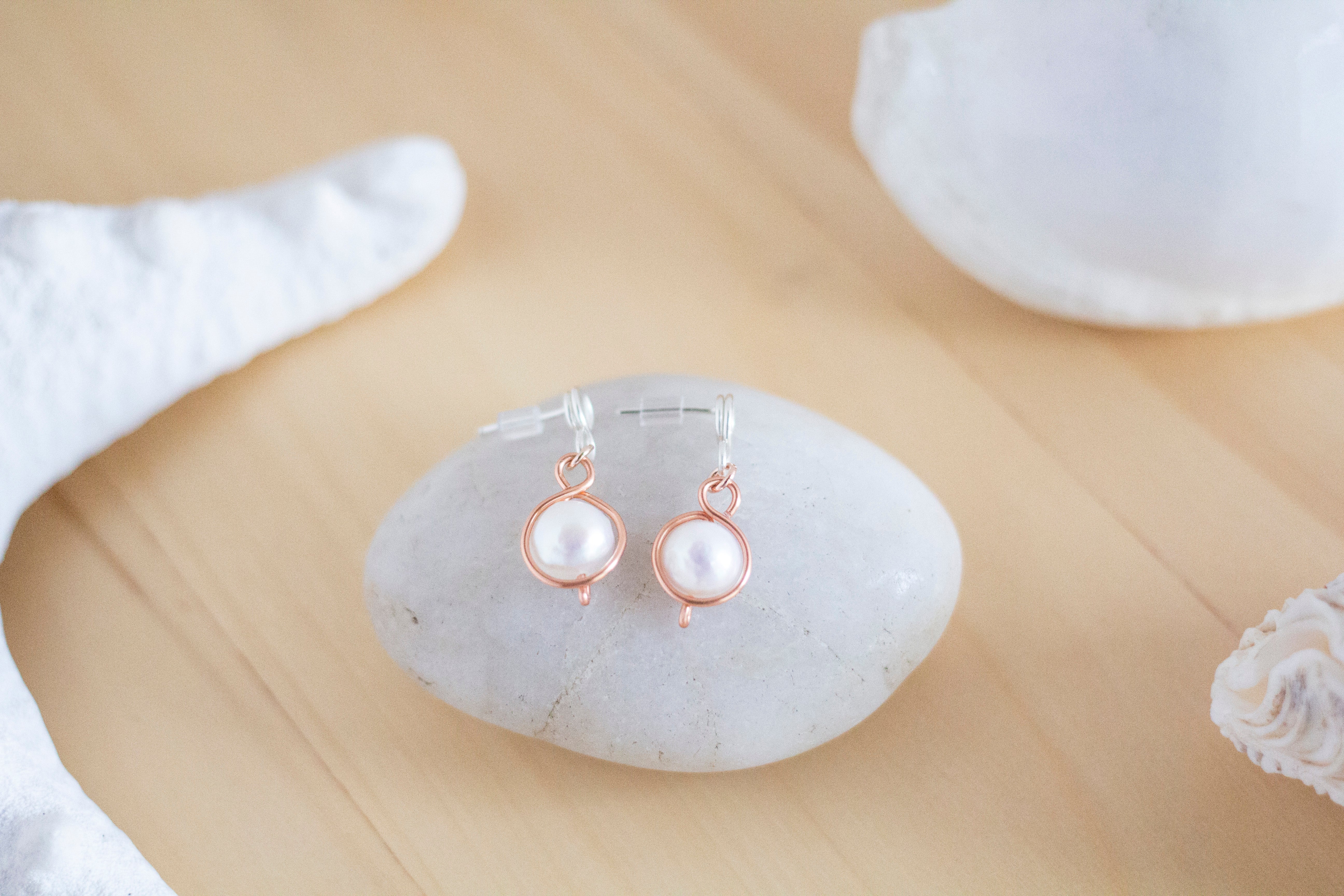Baroque Pearl Silver and Copper Loop Stud Earrings | Sterling Silver and Copper