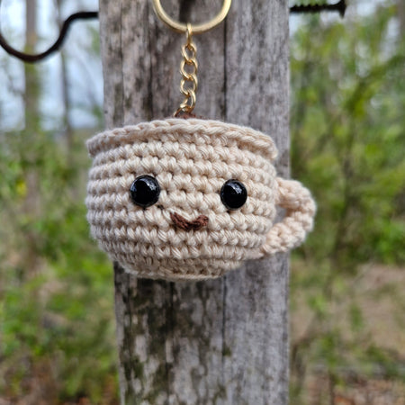 Hand-Crocheted Coffee Cup Keychain!