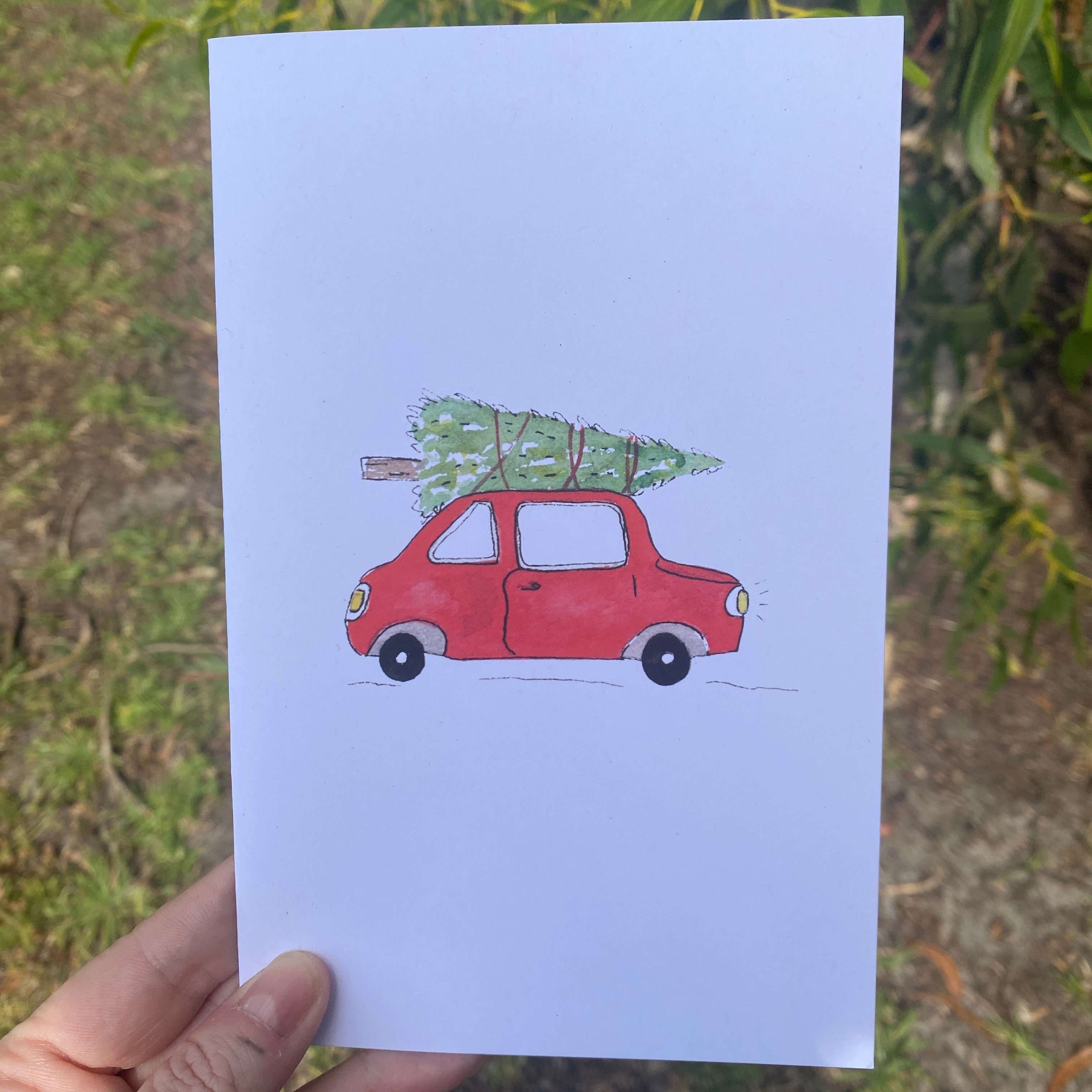 Christmas Car Blank Greeting Card