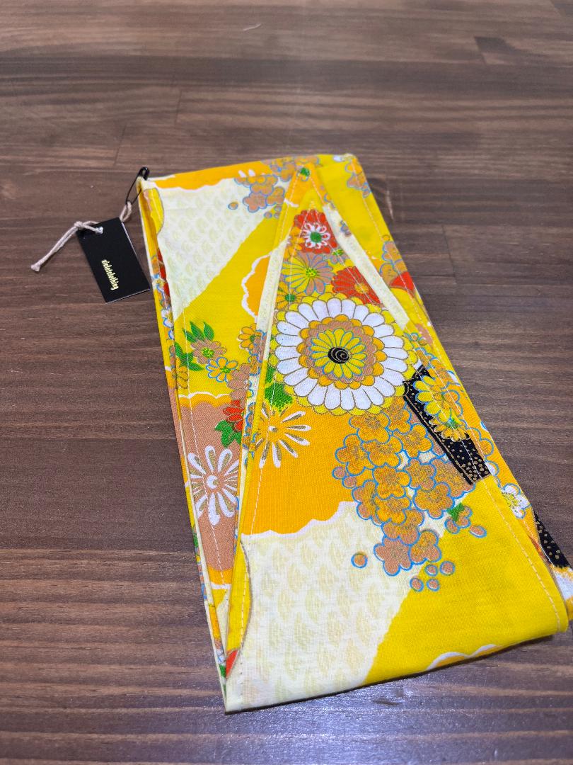 gorgeous yellow floral vintage fabric head wrap - violetclothing - free postage